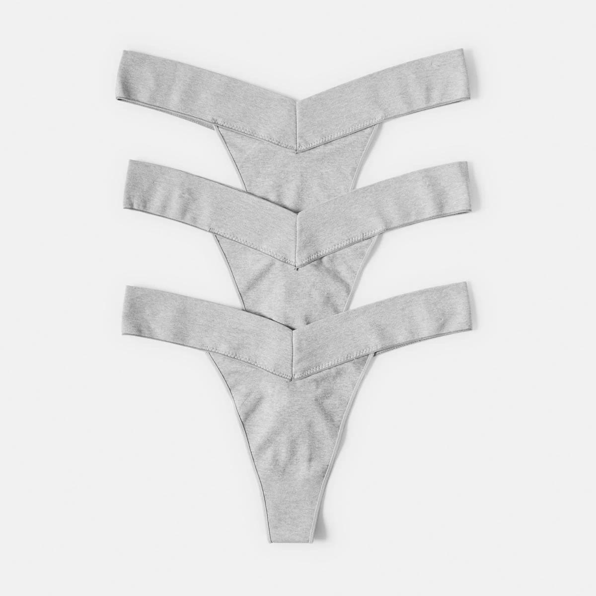 1 3 Pack V-Front Seamfree G-string Briefs GREY MARLE PACK, 1 of 5