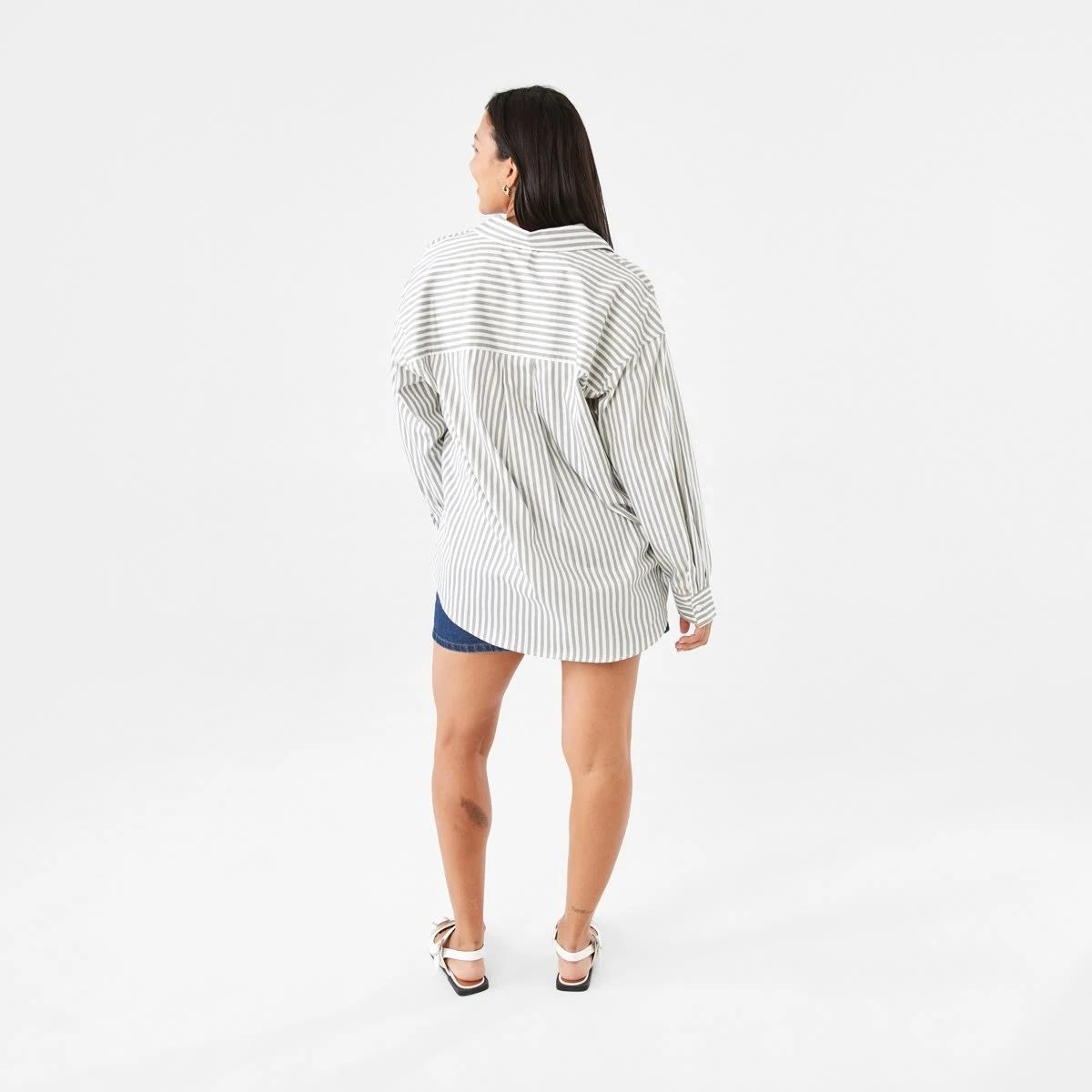 5 Long Sleeve Boyfriend Shirt Grey Strp, 5 of 8