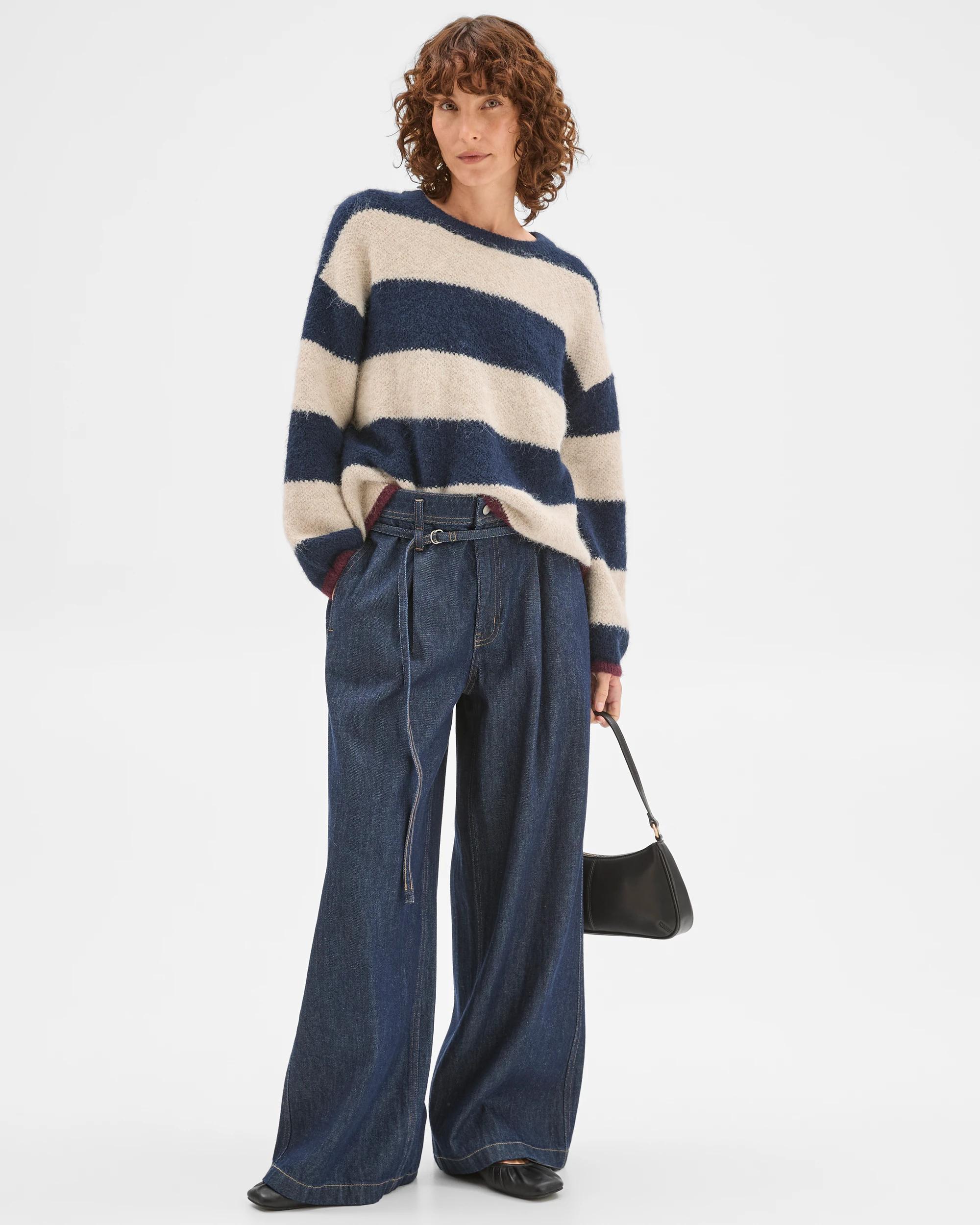 2 Target Woman Lofty Crew Neck Sweater INK NAVY/OATMEAL/PINOT STRIPE, 2 of 6