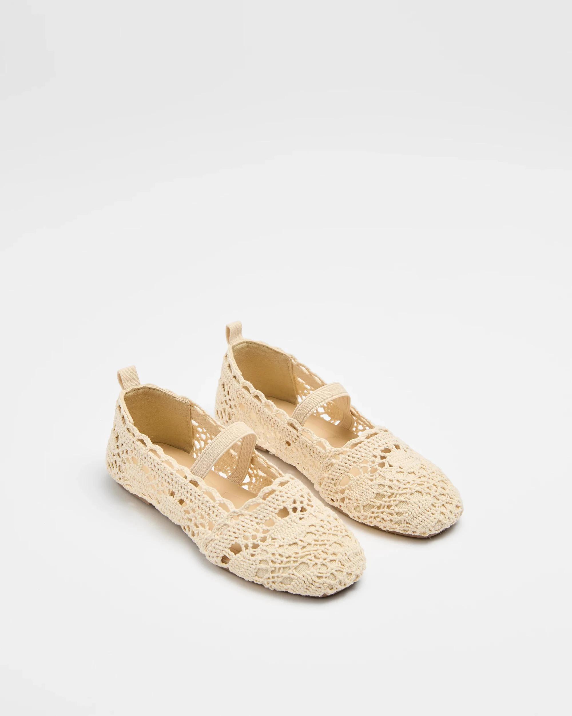 2 Target Girls Junior Crochet Ballet Flat NEUTRAL, 2 of 3