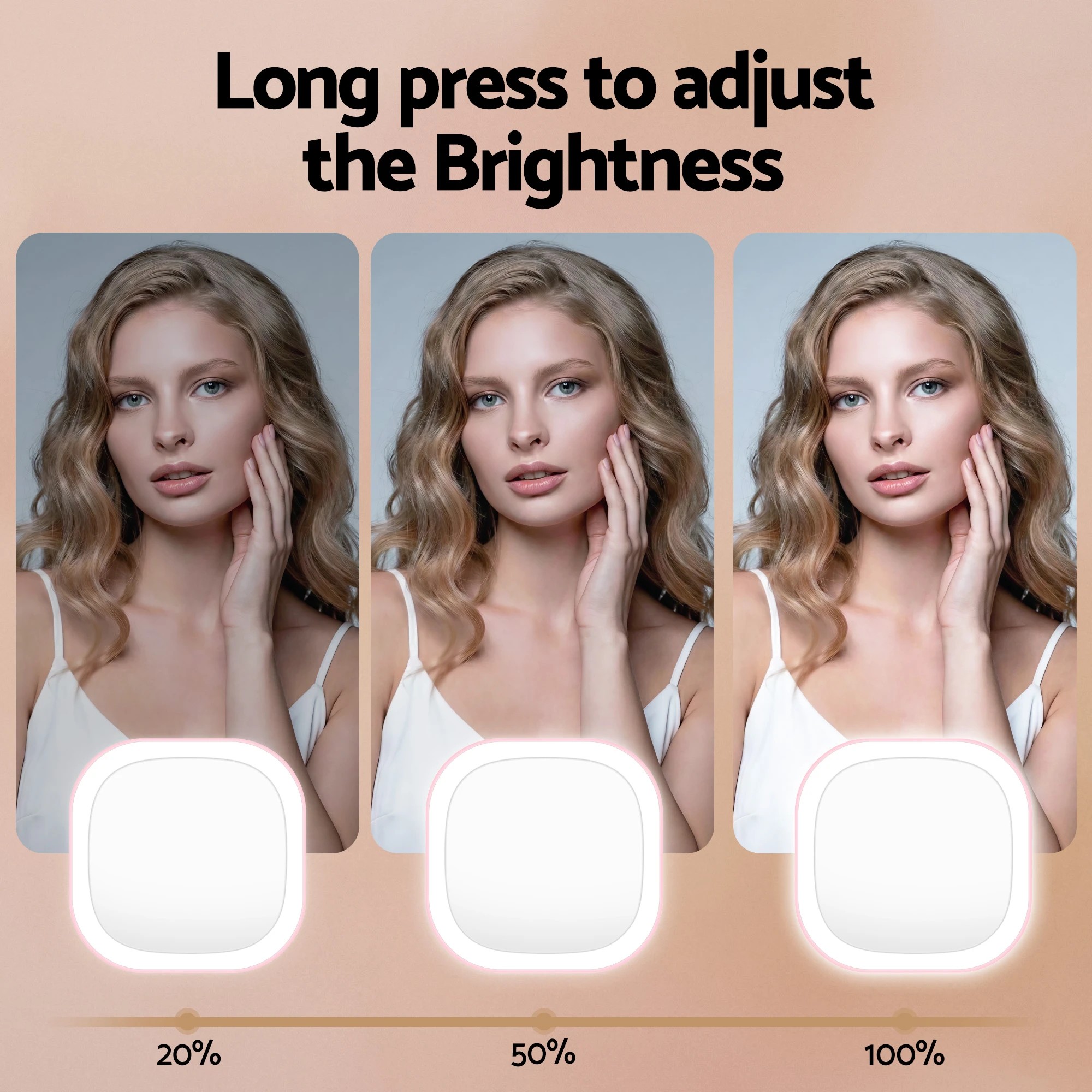 4 Embellir LED Compact Mirror Lighted Travel Makeup Mirror Pocket-Sized 1x 10x Magnification Square - Pink, 4 of 7