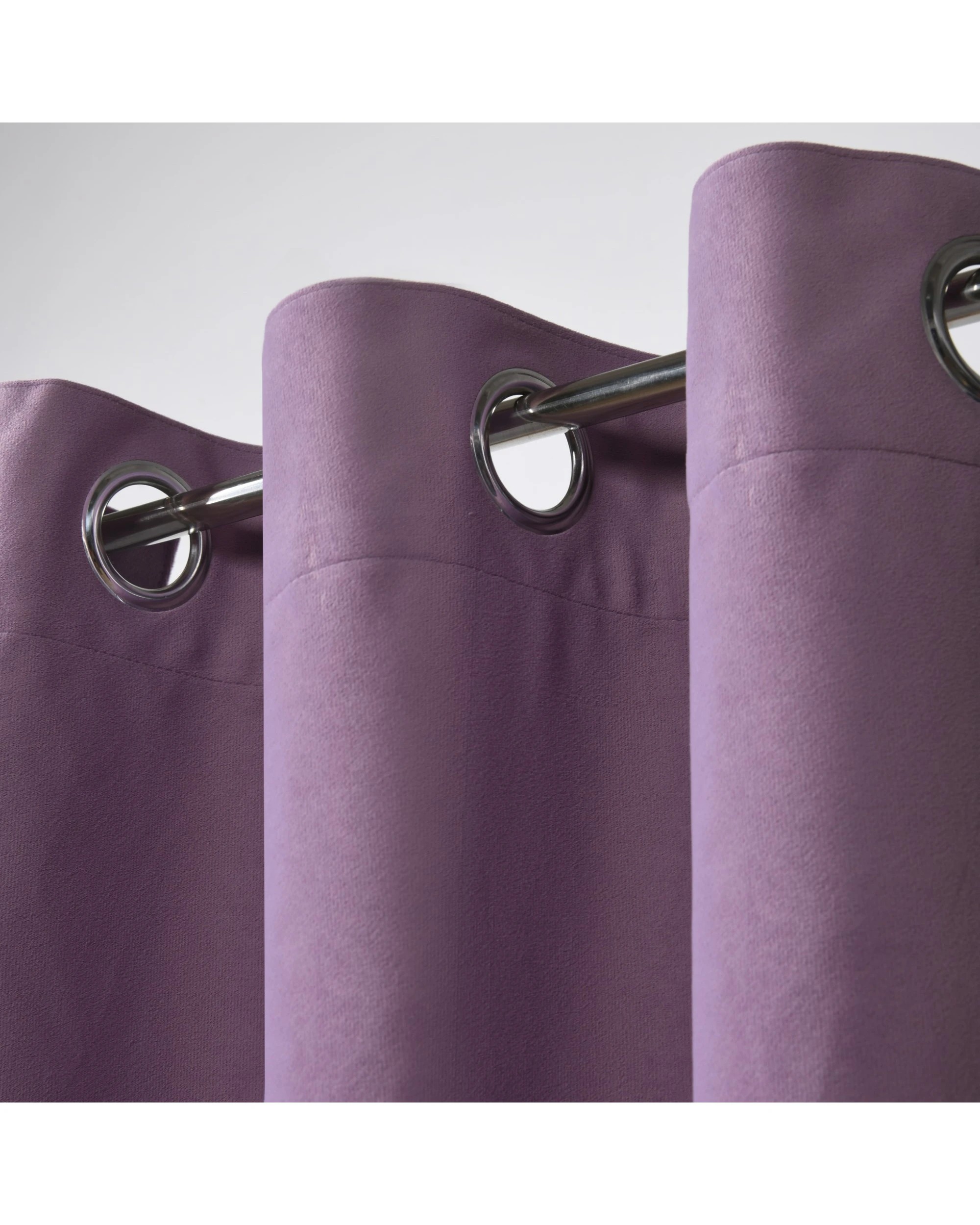 2 Cadence & Co. Byron Matte Velvet 100% Blockout Eyelet Curtain Twin Pack 90x223cm - Lilac, 2 of 5