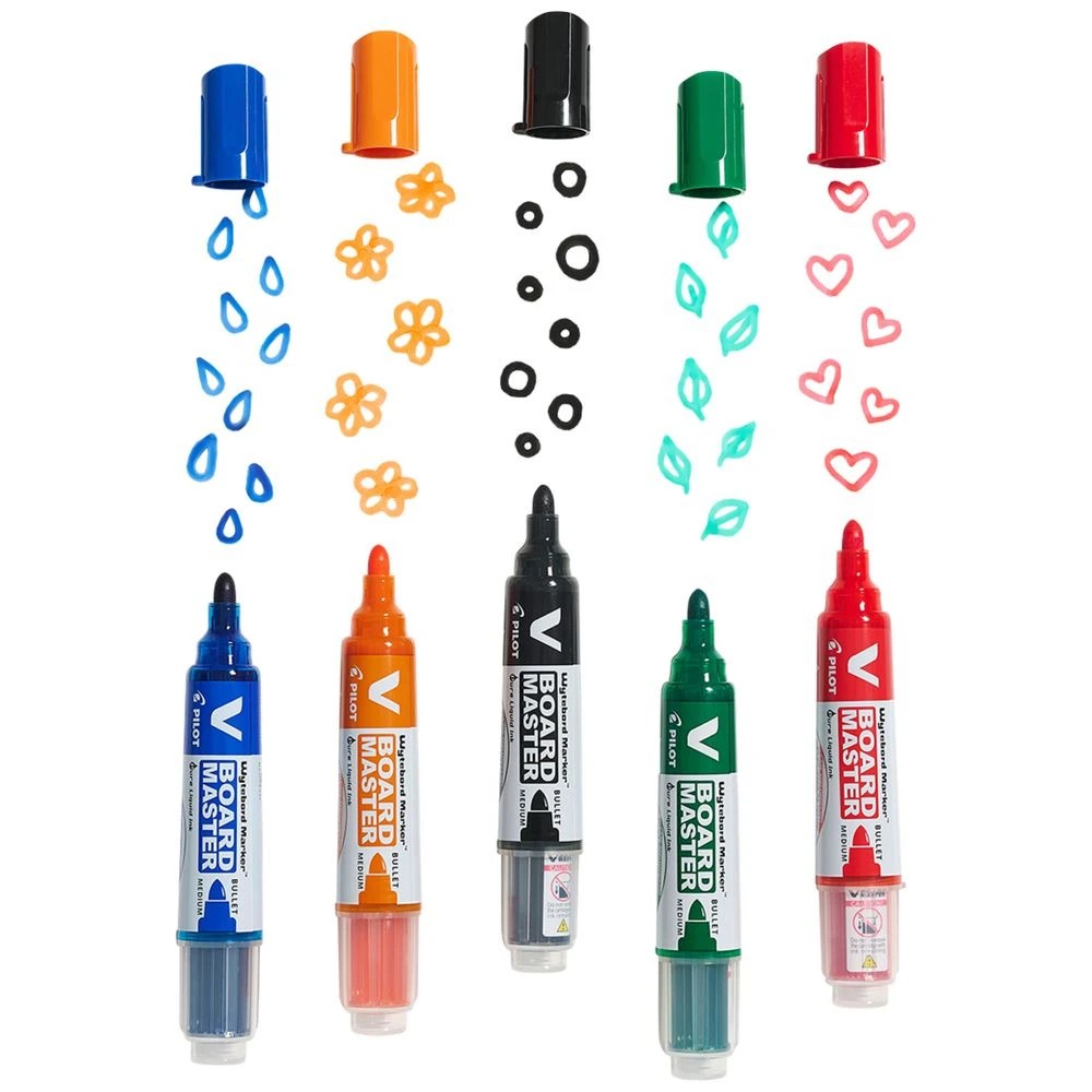 6 PILOT V Board Master Whiteboard Marker Bullet Assorted 5 Pack, 6 of 7