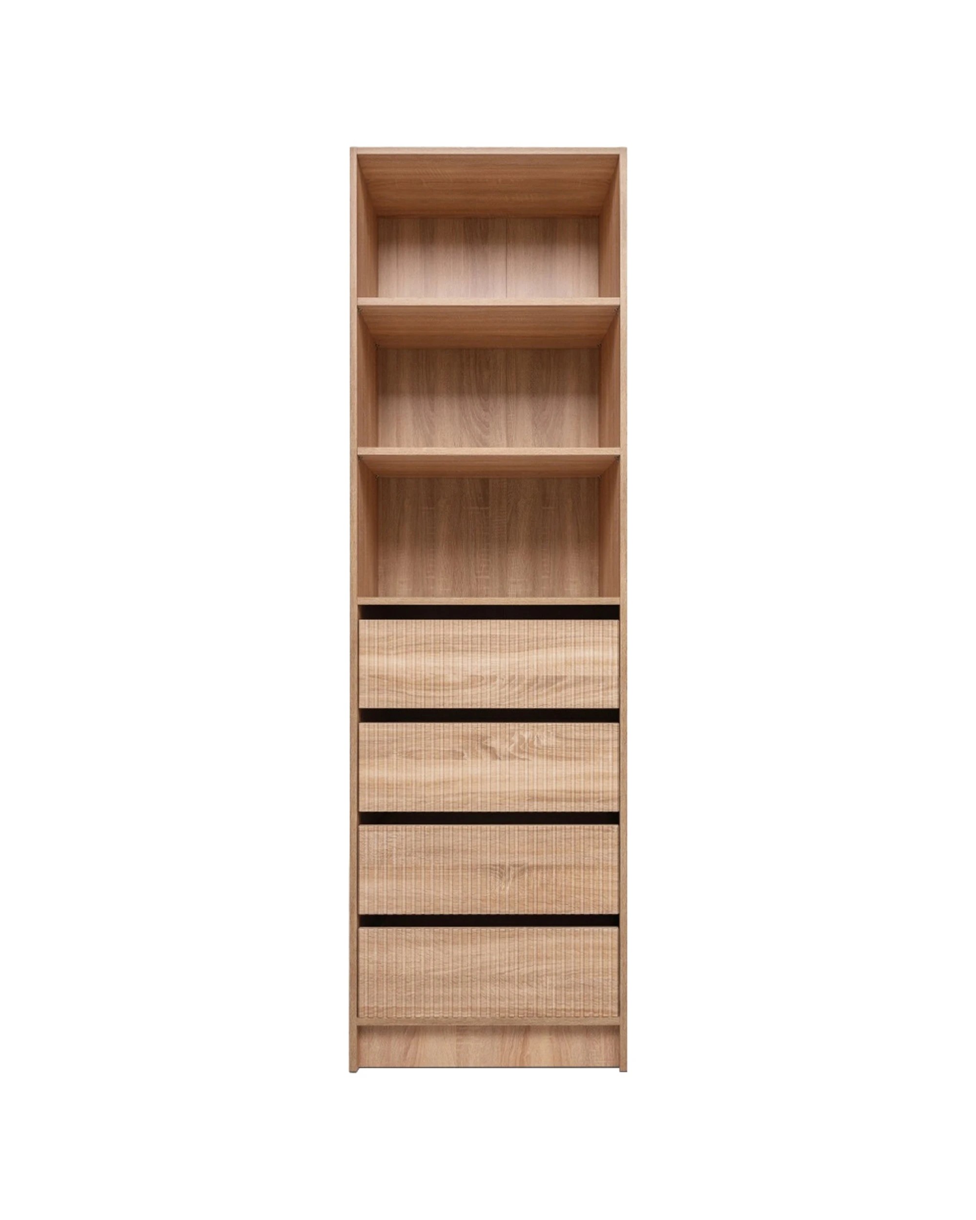 1 European Cabinetry Malmo Walk In Wardrobe 4 Drawer 3 Shelf Module Fluted Oak - Natural, 1 of 4