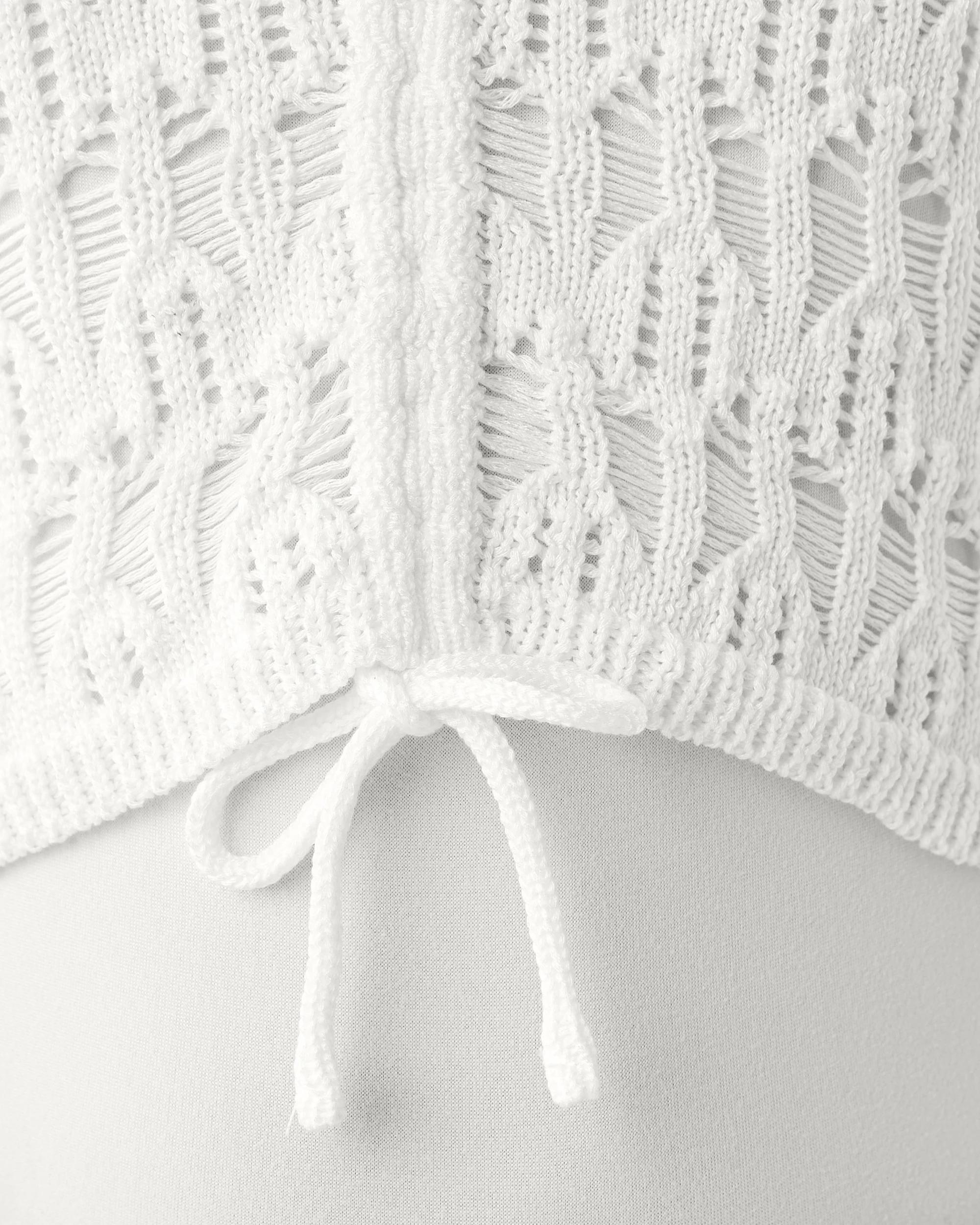 4 Lightweight Crochet Knit Singlet and Knit Top Set Snw White, 4 of 7