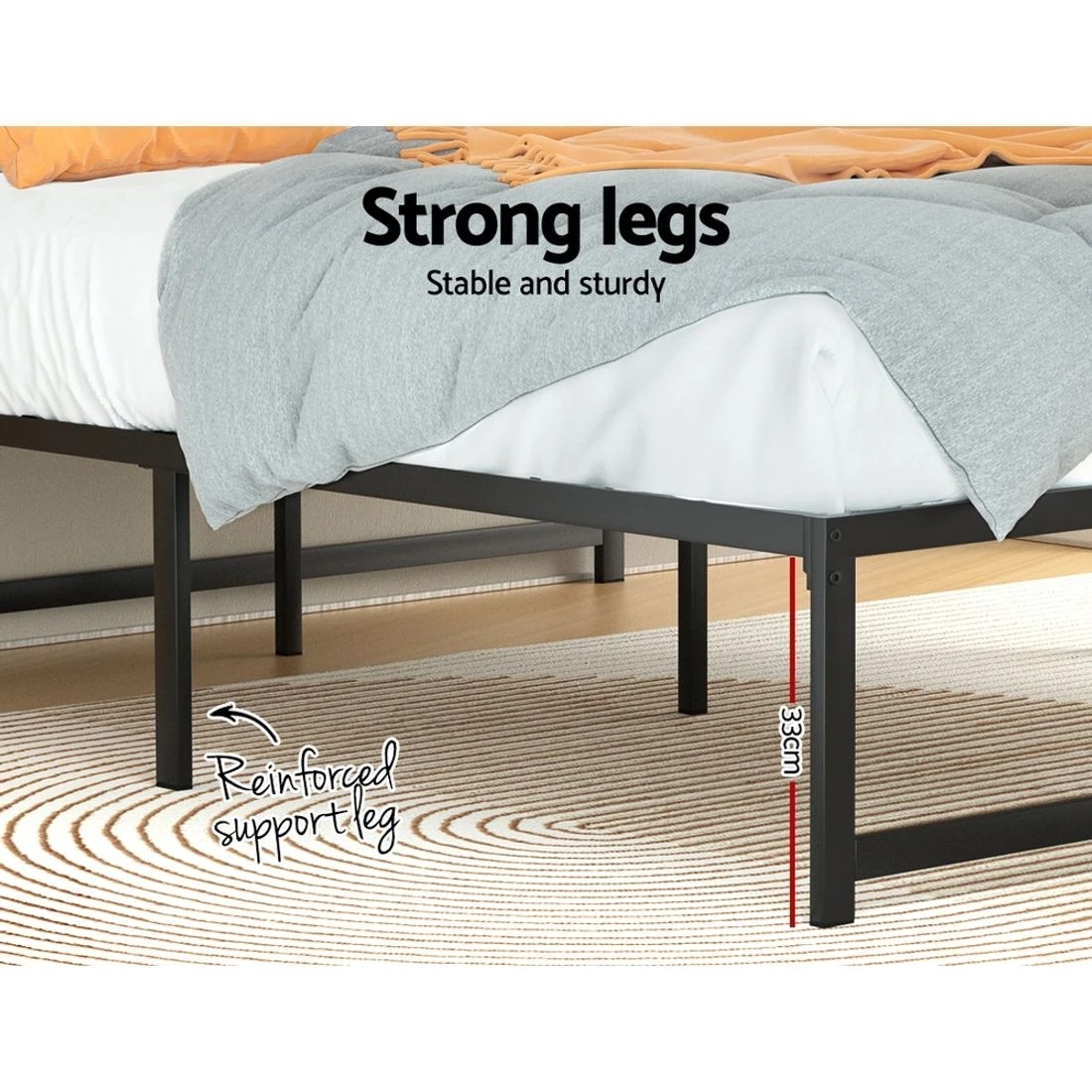 7 Artiss Bed Frame King Size Metal Frame TINO - Black, 7 of 7