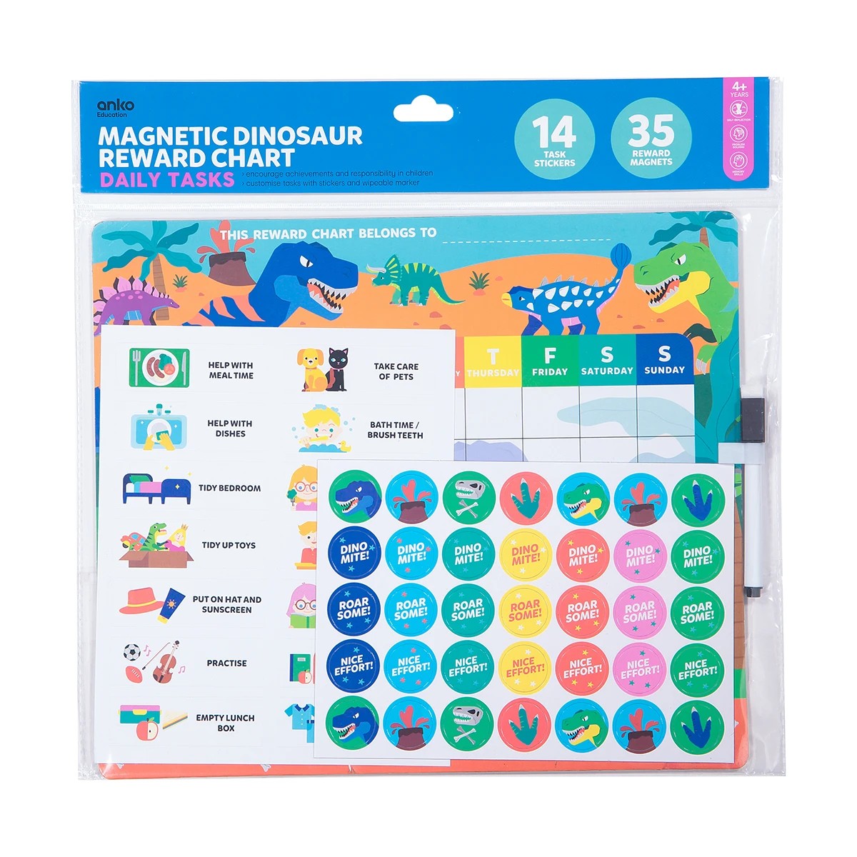 1 Magnetic Reward Chart Daily Tasks - Dinosaur, 1 of 8
