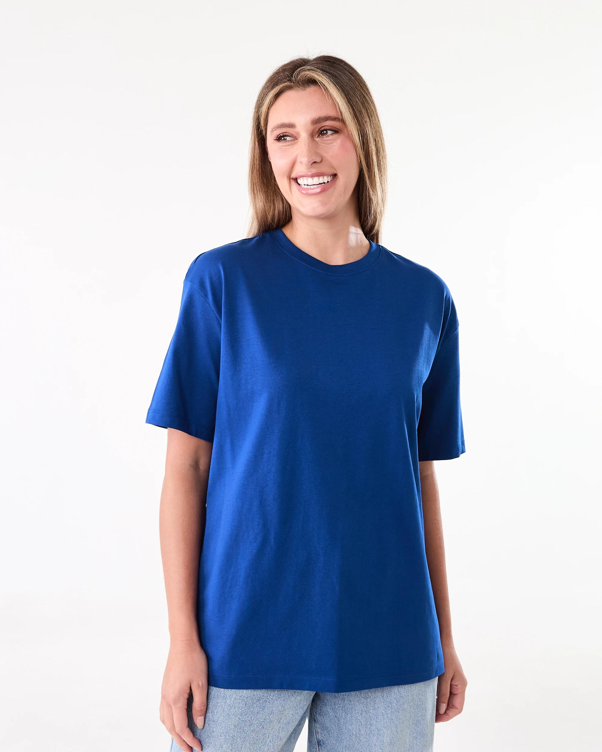 1 Short Sleeve Oversized Boyfriend T-shirt Deep Blue, 1 of 6