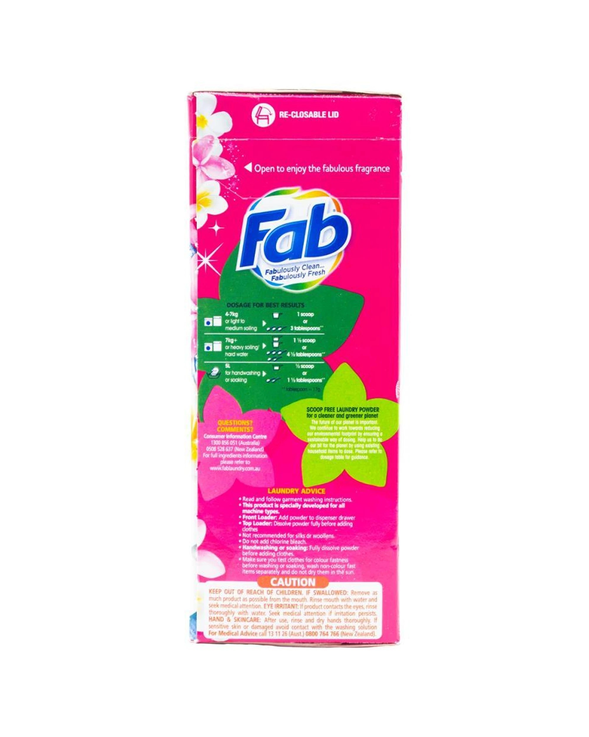3 FAB 3PK Fab Laundry Powder Fresh Frangipani Front Top Loader Clean 2kg - Multi, 3 of 5