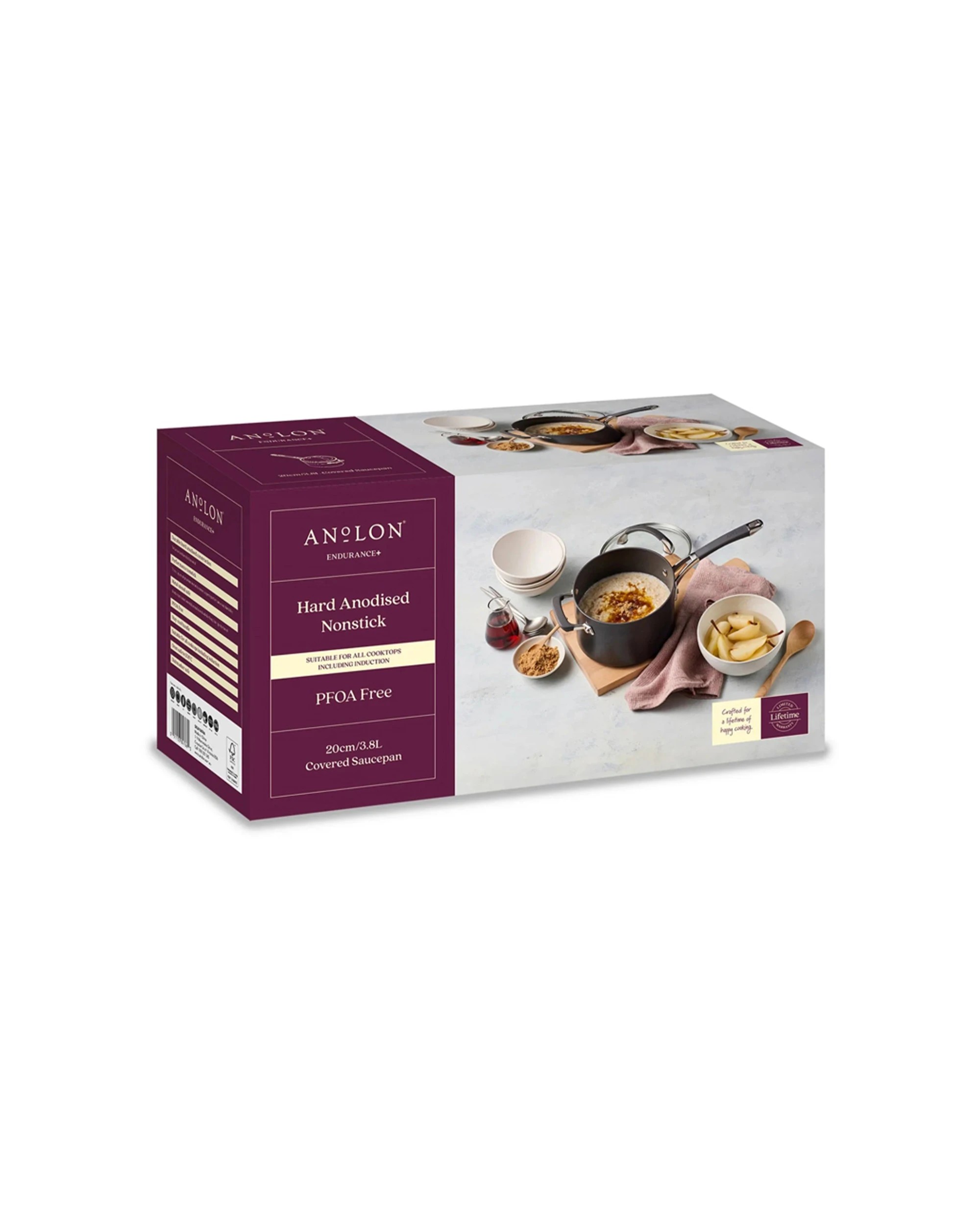 4 Anolon Endurance Plus Non-Stick Covered Saucepan 20cm 3.8l with Glass Lid - Plain, 4 of 7