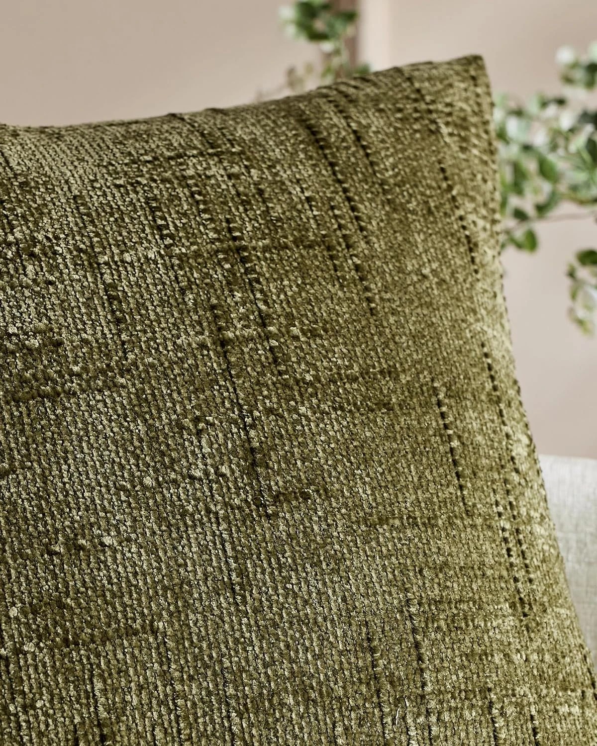 2 Gioia Casa 2-Pack Chenille-Textured Cushion Covers 30cm x 50cm - Olive Green, 2 of 3
