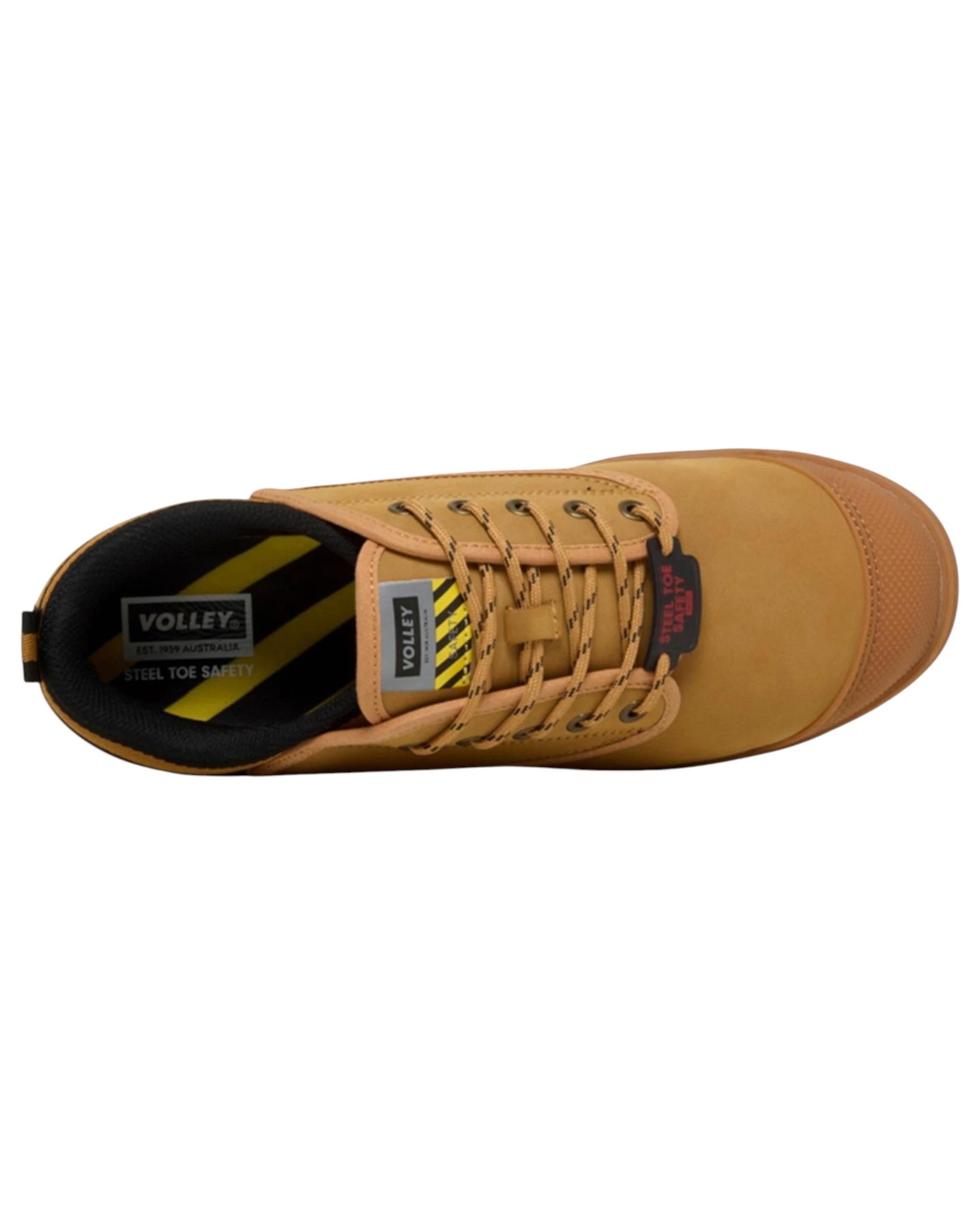 6 Volley Mens Safety Leather Steel Toe Caps Work Lace Up Shoes TAN NUBUCK, 6 of 6