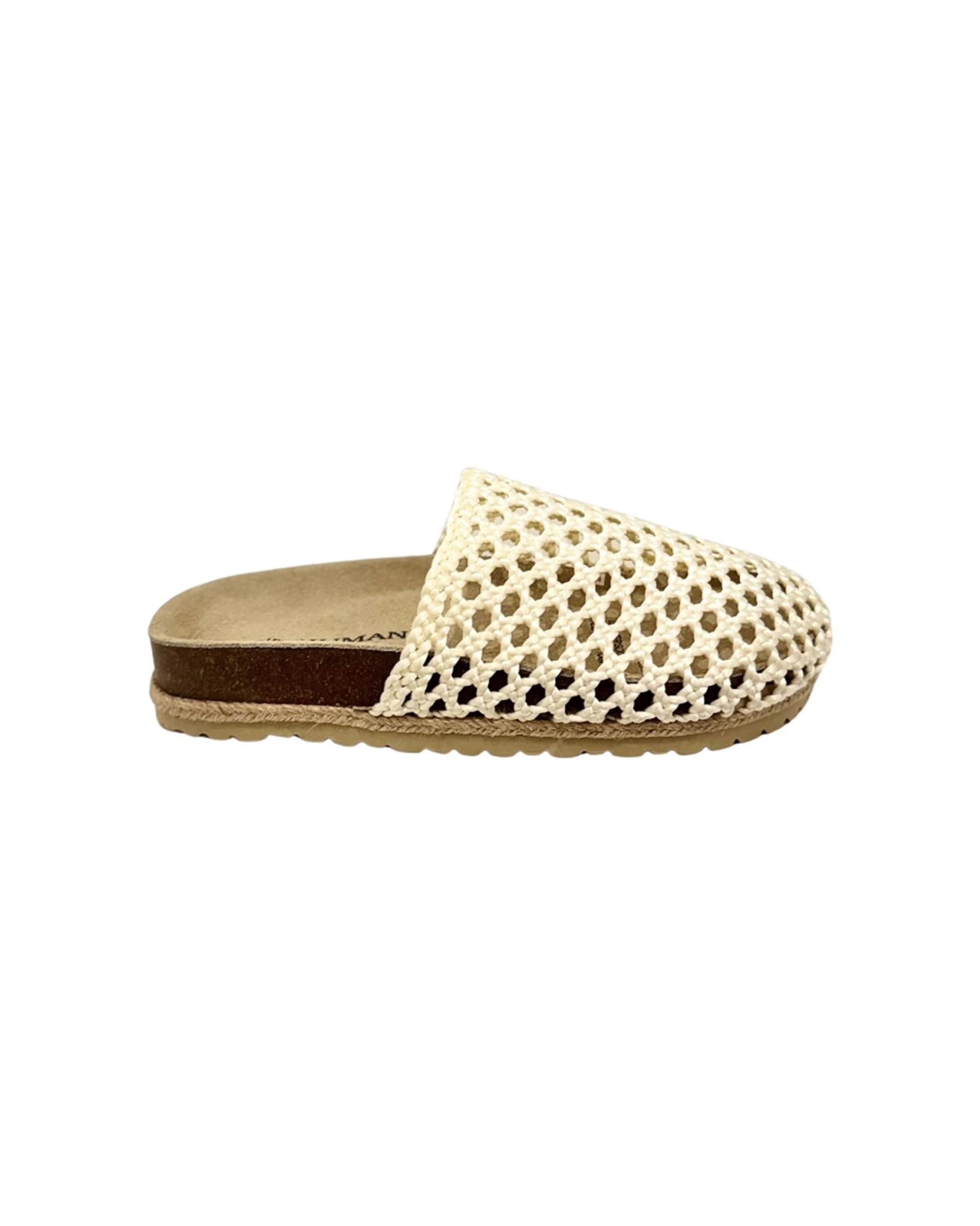 1 Human Shoes Alexi Women Slip On Slide Raffia Moulded Footbed Choc NATURAL, 1 of 4