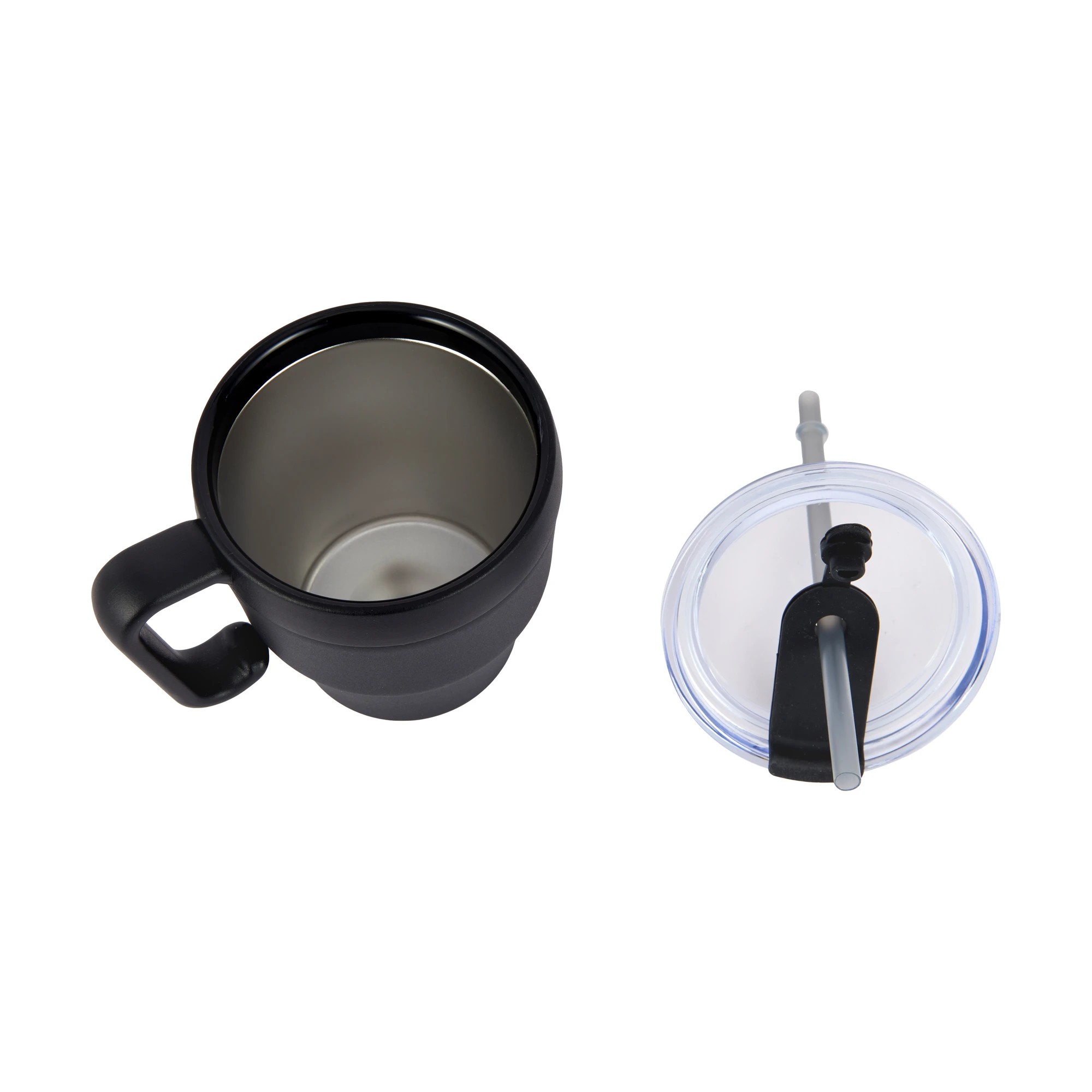 3 400ml Black Reusable Travel Mug with Straw, 3 of 5