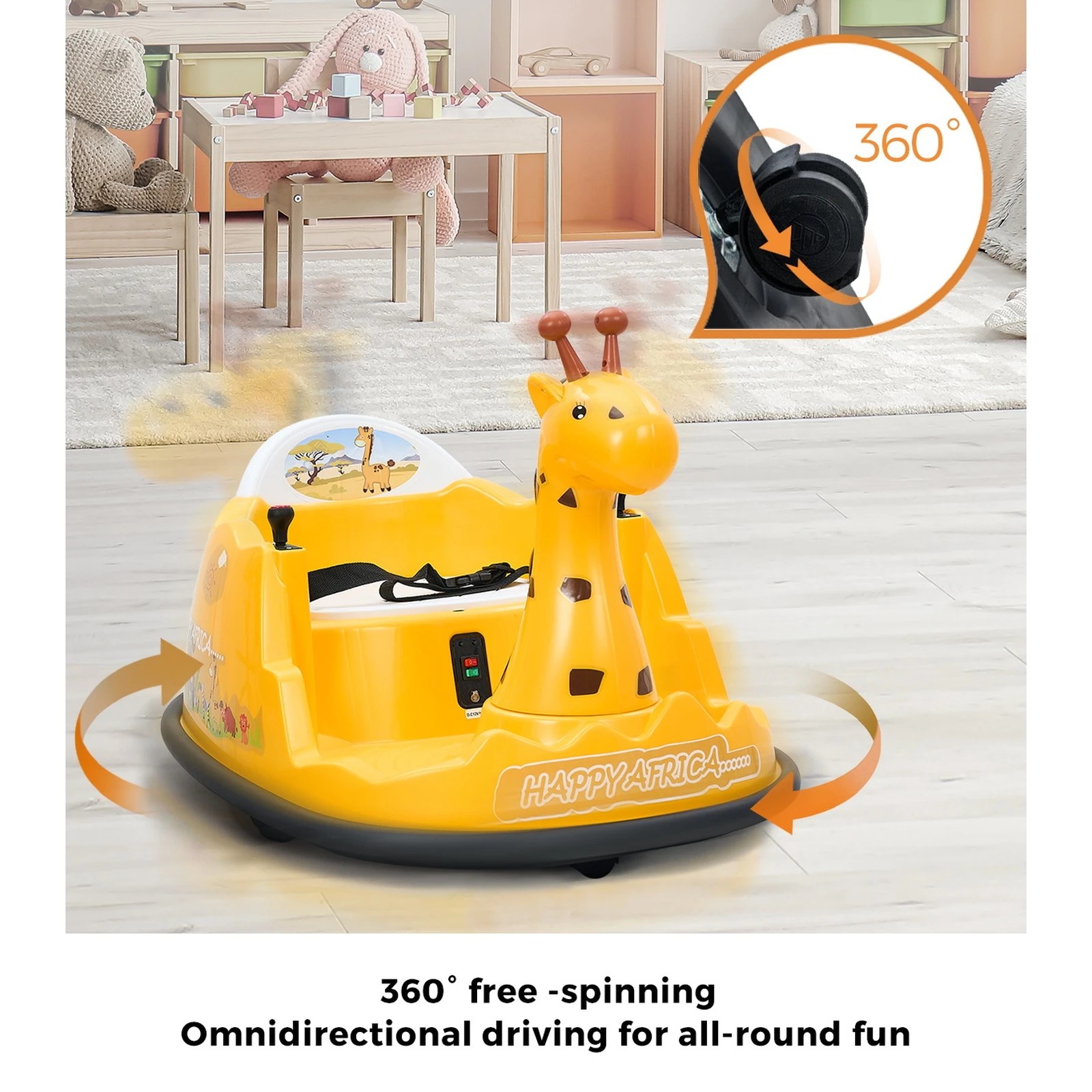 7 Mazam Kids Ride On Car Electric Cars Bumper Toys Remote Control Light Giraffe
 - Yellow, 7 of 10