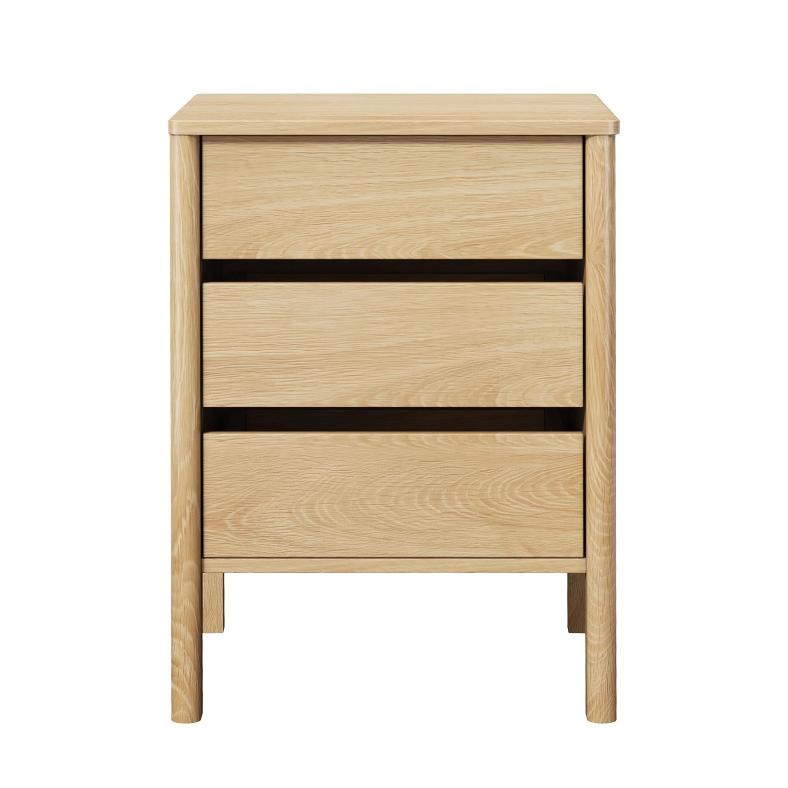 7 Oikiture 2x Bedside Table 3 Drawers Side Table Nightstand Handle-free - Natural, 7 of 9