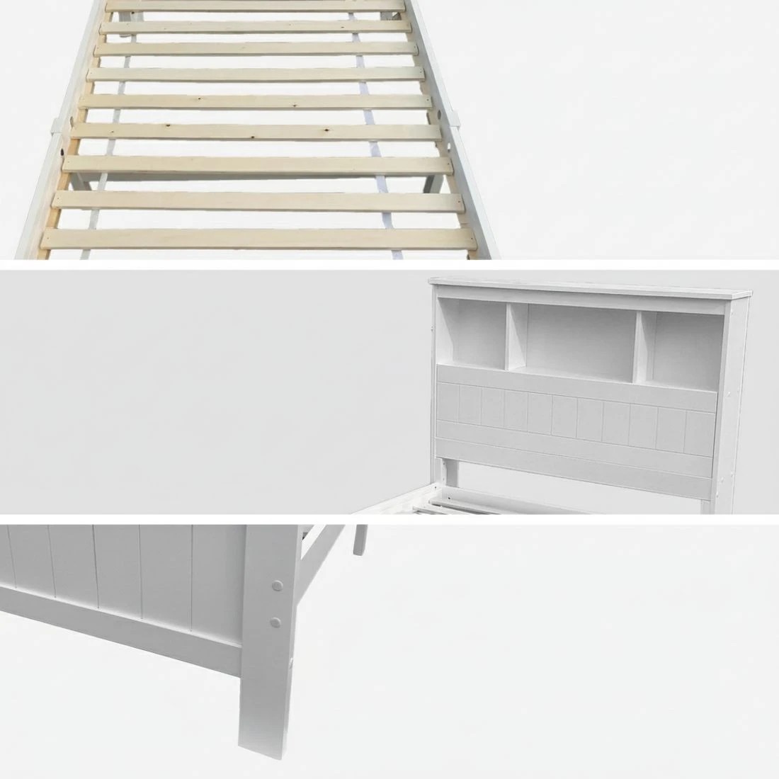 6 Artiss Bed Frame King Single Size Wooden with 2 Storage Drawers - White, 6 of 8