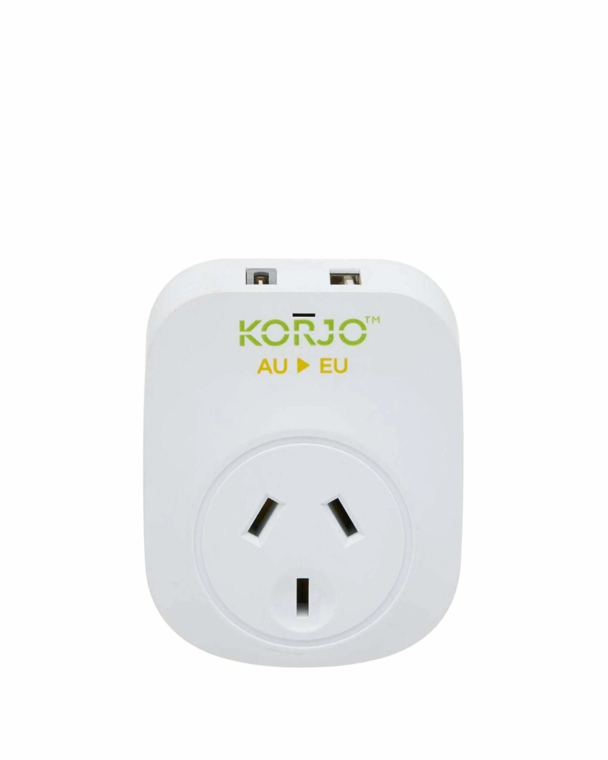 1 Korjo Travel Adaptor Plug with USB-C + USB-A - Aus to Europe - White, 1 of 5