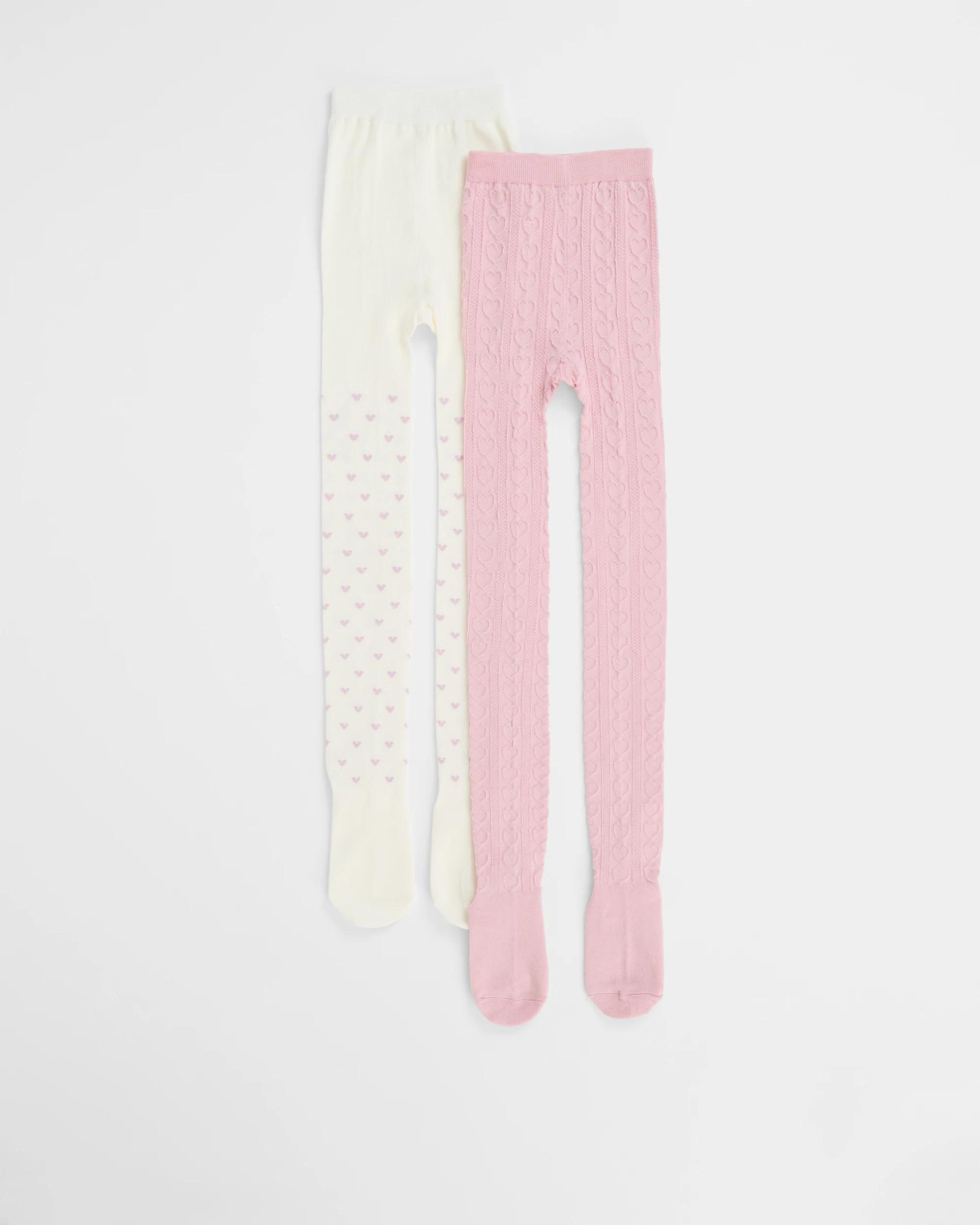1 Maxx Australian Cotton Blend 2 Pack Girls Casual Tights BLEACHED MAUVE, 1 of 3