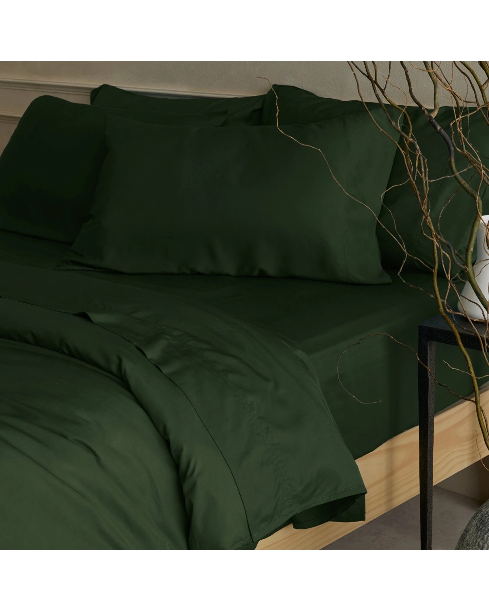 4 Bedding Co Organic Bamboo Quilt Cover Set 350TC Olive - Double Bed - Green, 4 of 5