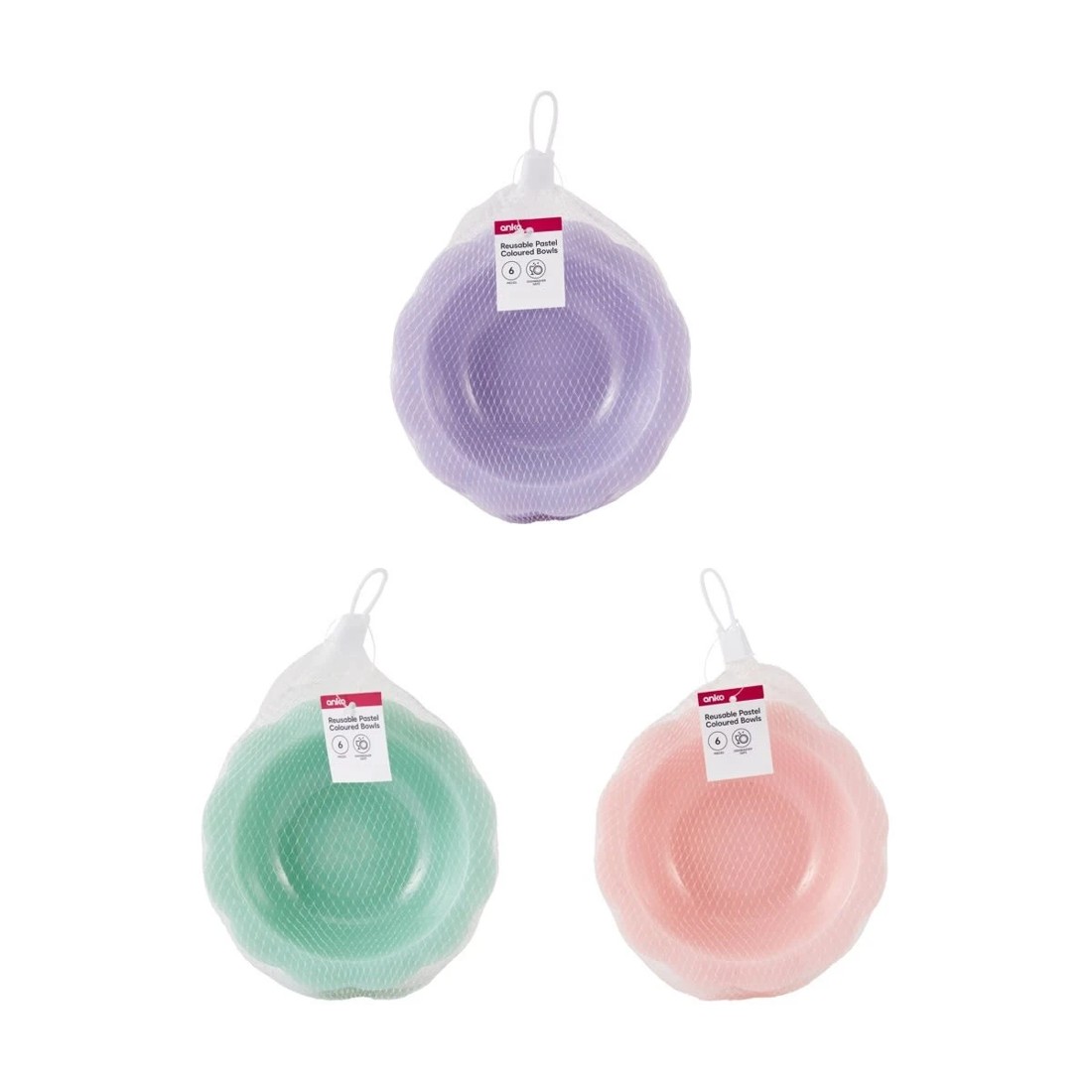 4 6 Piece Reusable Pastel Coloured Bowls, 4 of 4
