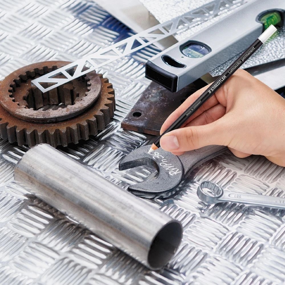 4 Staedtler Lumocolor Glasochrom Permanent Pencil White 12 Pack, 4 of 5