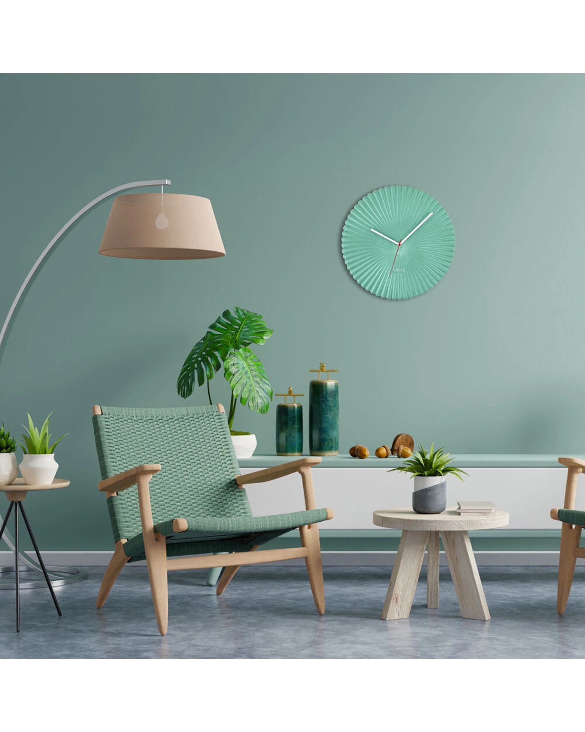 5 NeXtime Mousse 40cm Silent Wall Clock Glossy Dial Polyresin Case - Green, 5 of 6