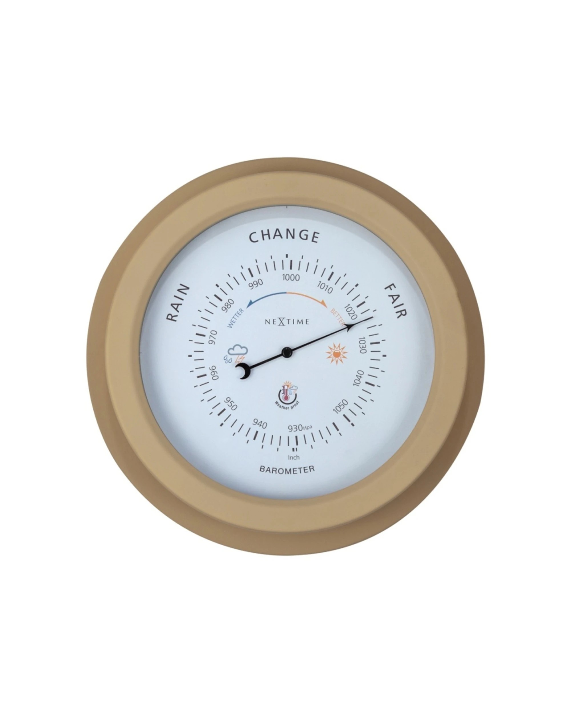 1 NexTime Outdoor Barometer Weatherproof Easy-to-Read Dial 22cm - Brown, 1 of 8