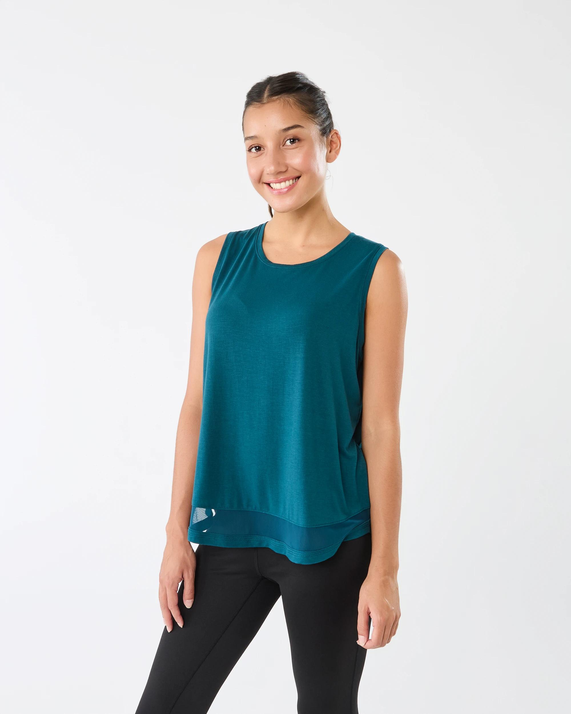 1 Active Womens Sleeveless Mesh Tank Deep Teal, 1 of 7