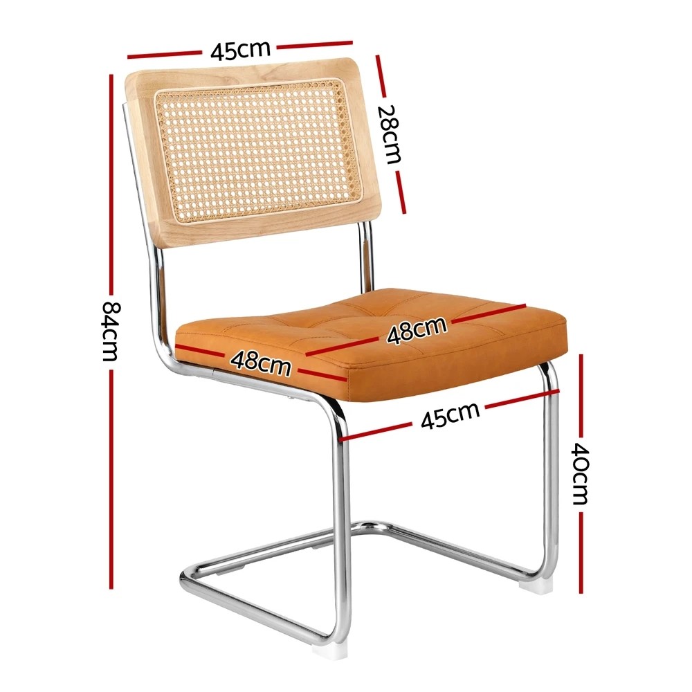 2 Artiss Dining Chairs Set of 4 PU Leather Rattan Cantilever - Multi, 2 of 6