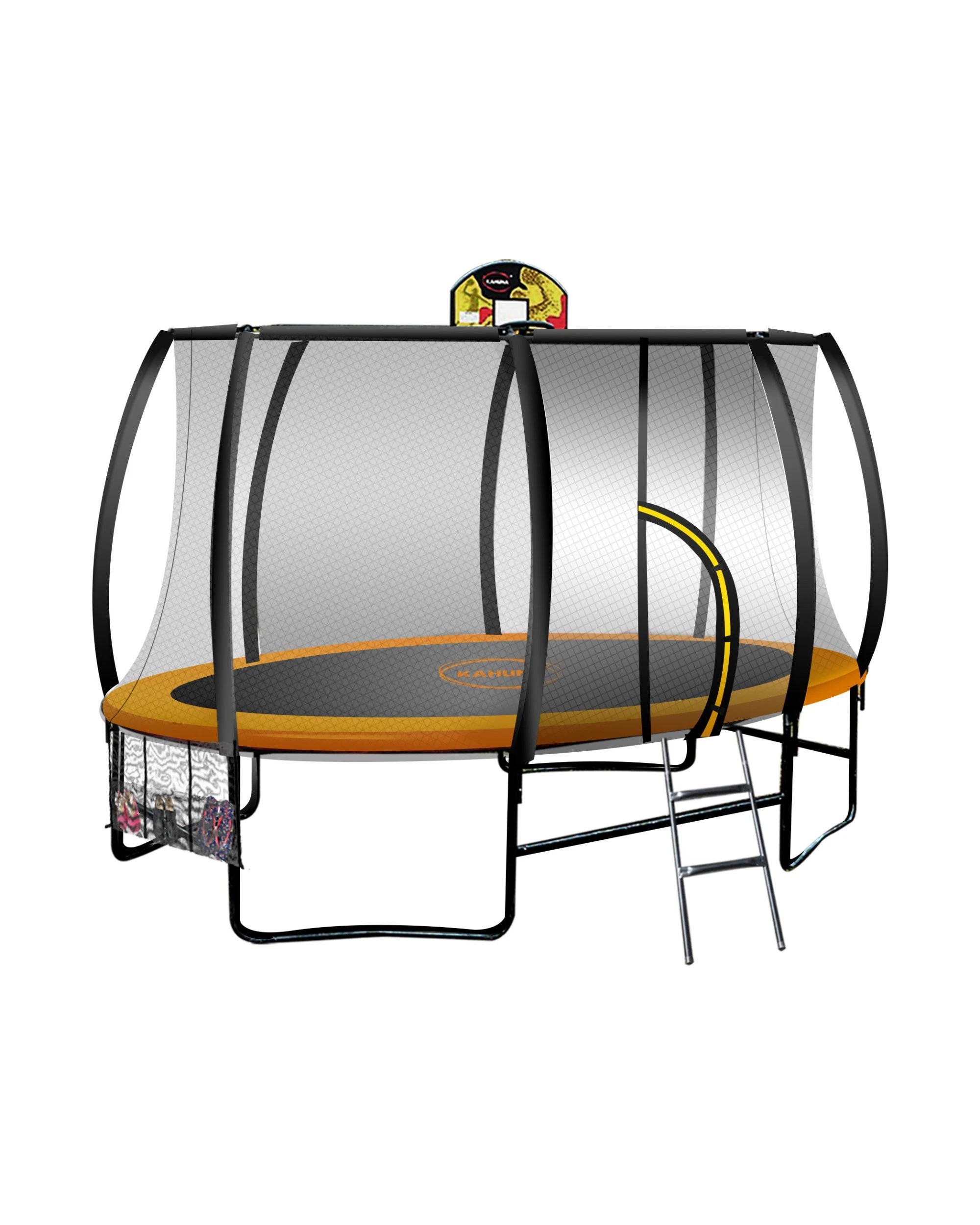 1 Kahuna Trampoline 8 ft x 14 ft Oval with Basketball Set - Orange, 1 of 9