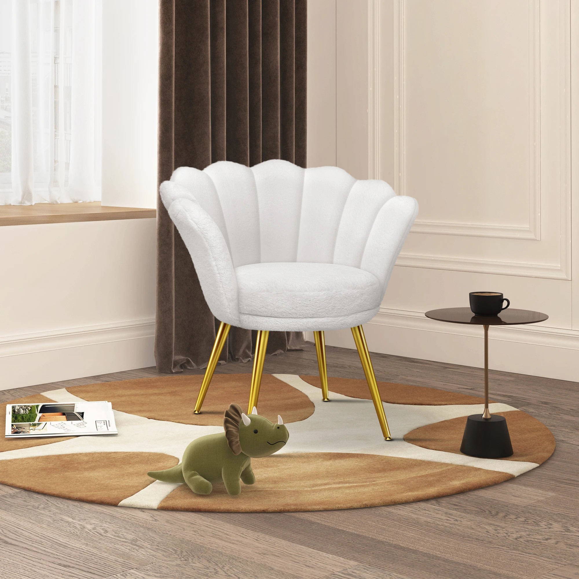 5 Alfordson Armchair Lounge Chair Plush Accent Chair Upholstered Sofa Couch - White, 5 of 9