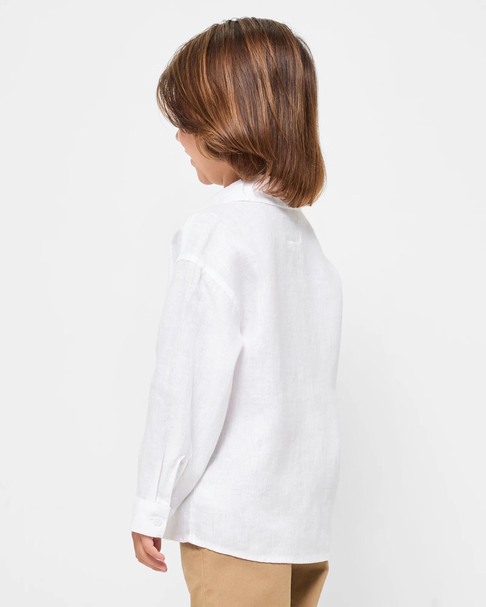 3 Target Kids European Linen Long Sleeve Shirt WHITE, 3 of 7