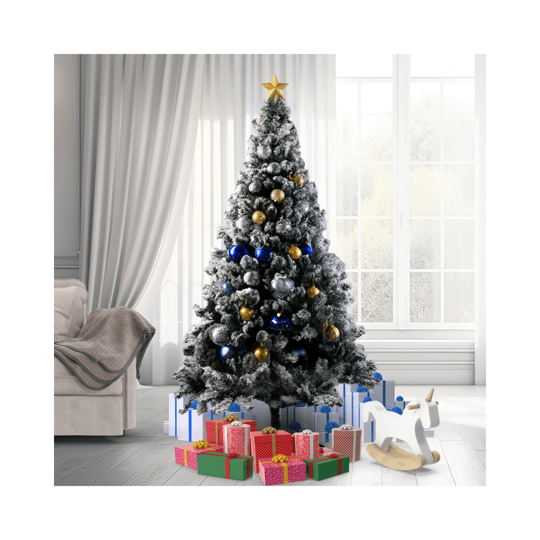 2 Christabelle Snow-Tipped Snowflocked Artificial Christmas Tree 1.8m - 850 Tips, 2 of 6