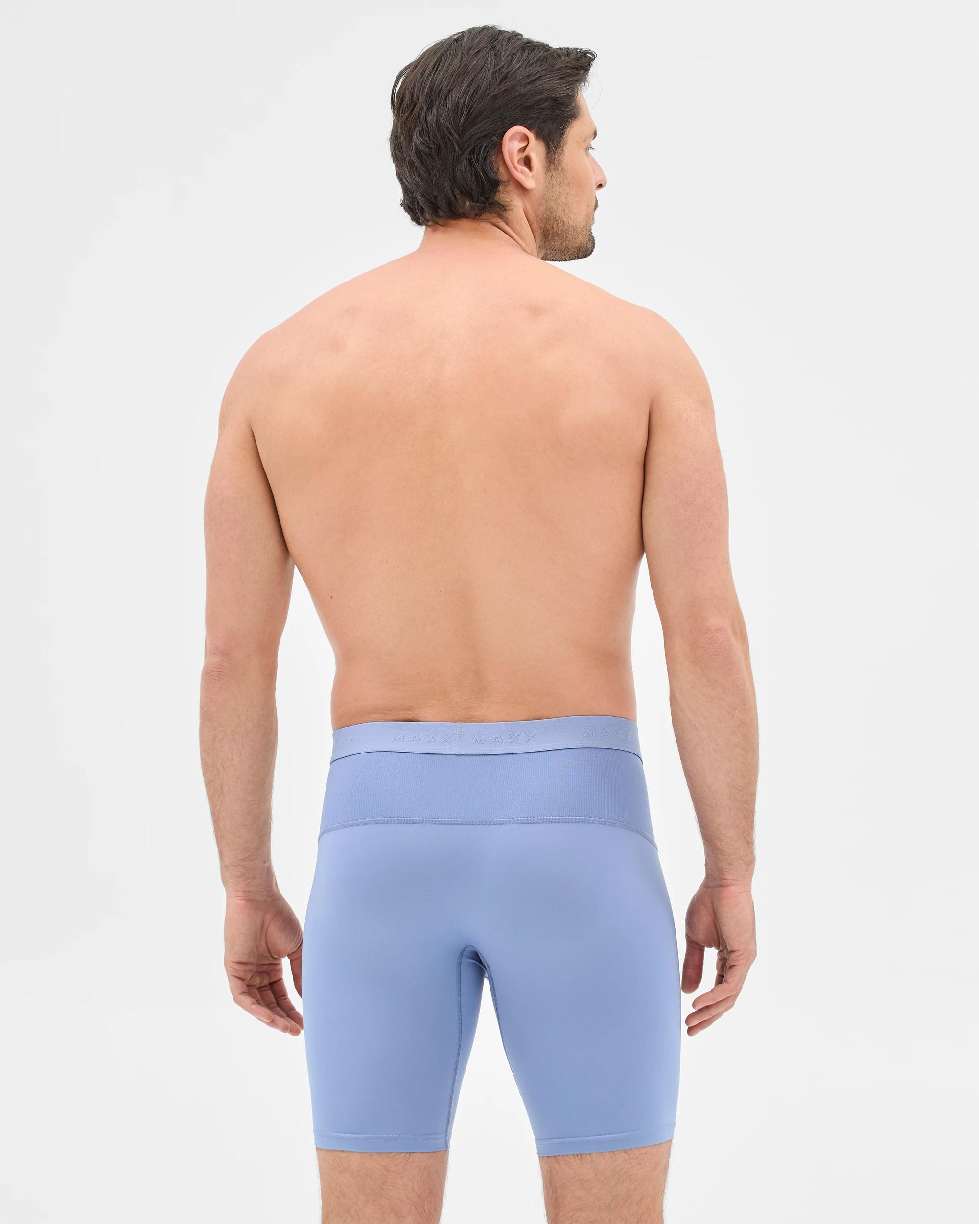 3 Mens Long Length Performance Trunks - Maxx STONEWASH BLUE, 3 of 3