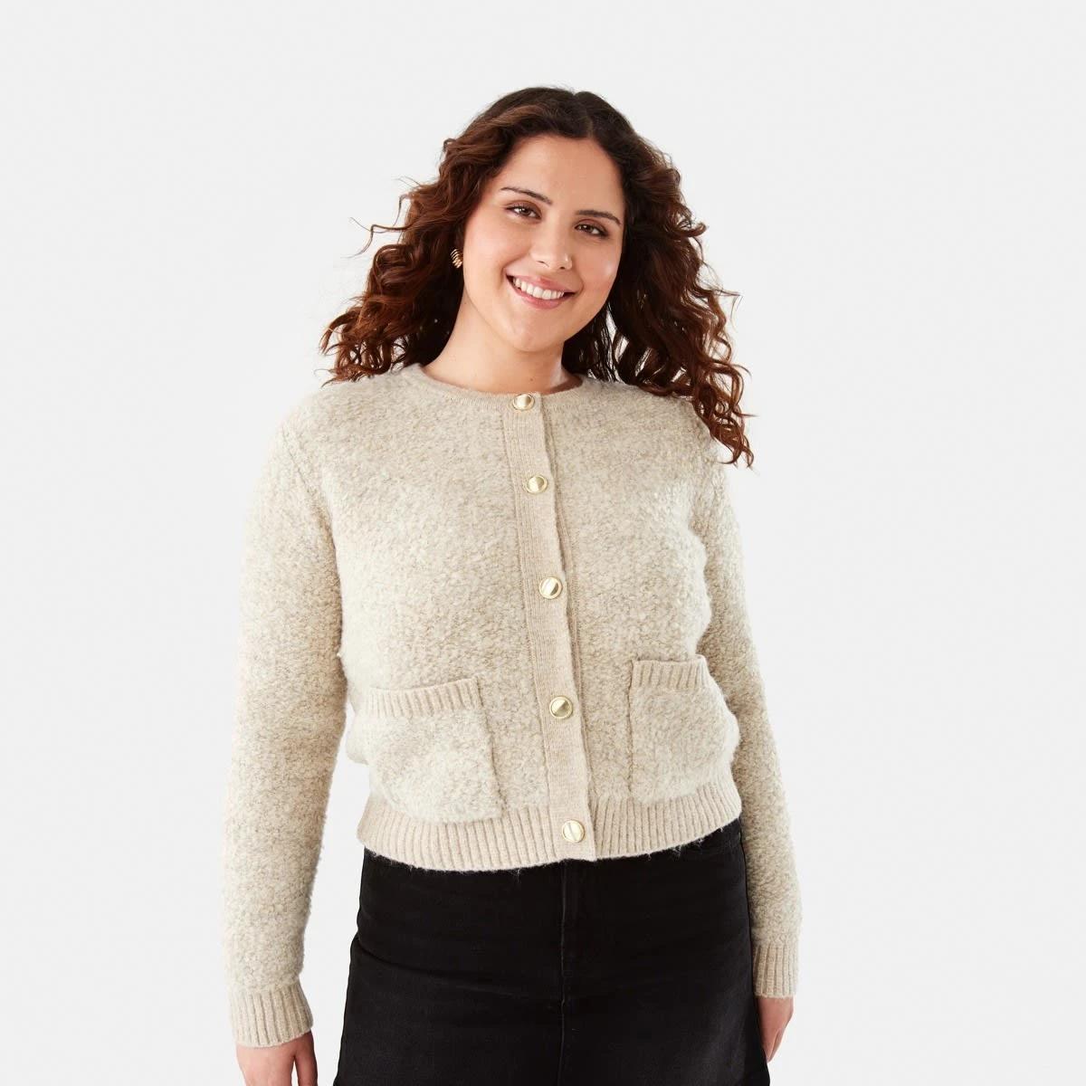 1 Pocket Textured Cardigan Bge Otml, 1 of 7