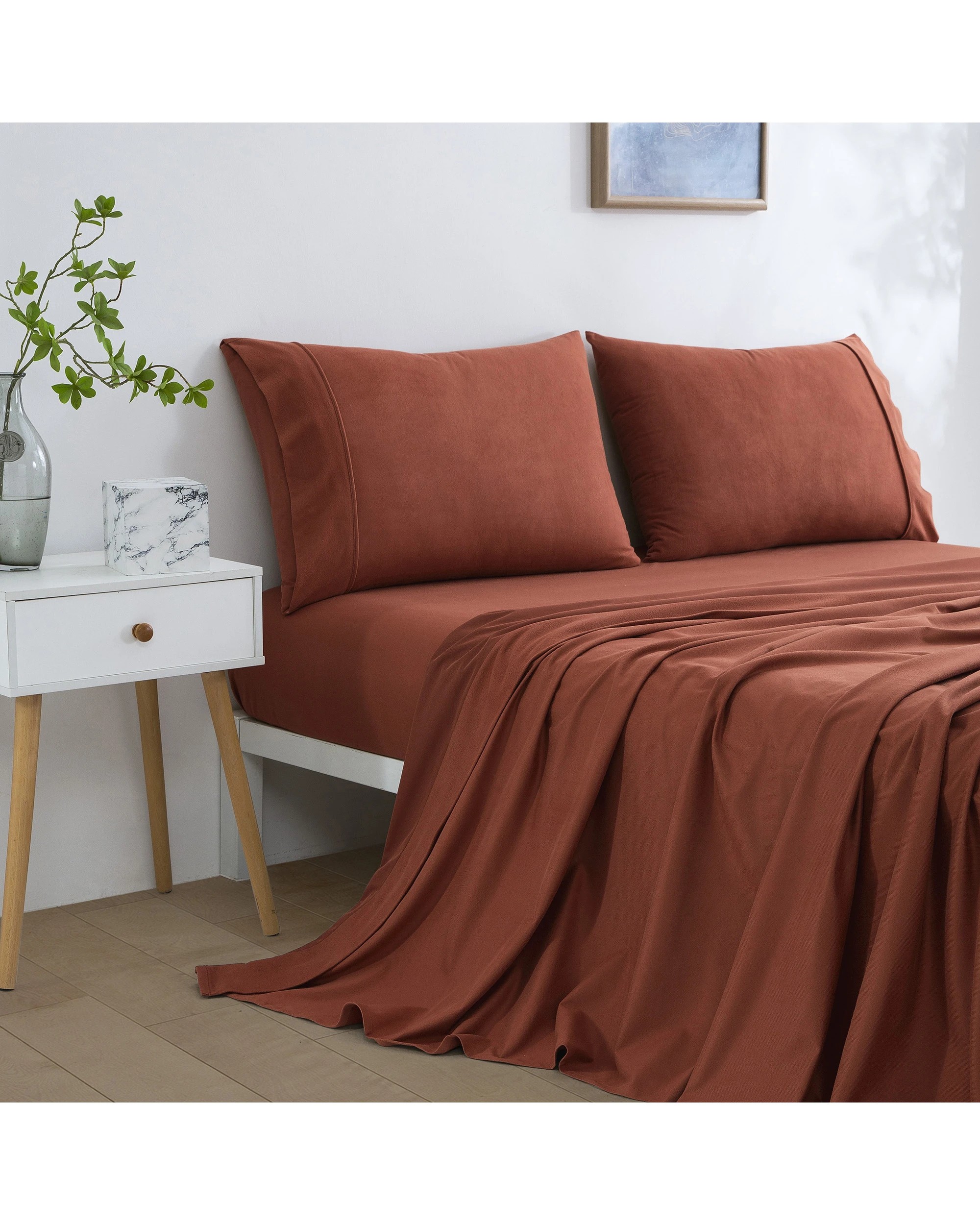 3 Dreamaker Micro Flannel Sheet Set - Queen Bed - Sienna, 3 of 9