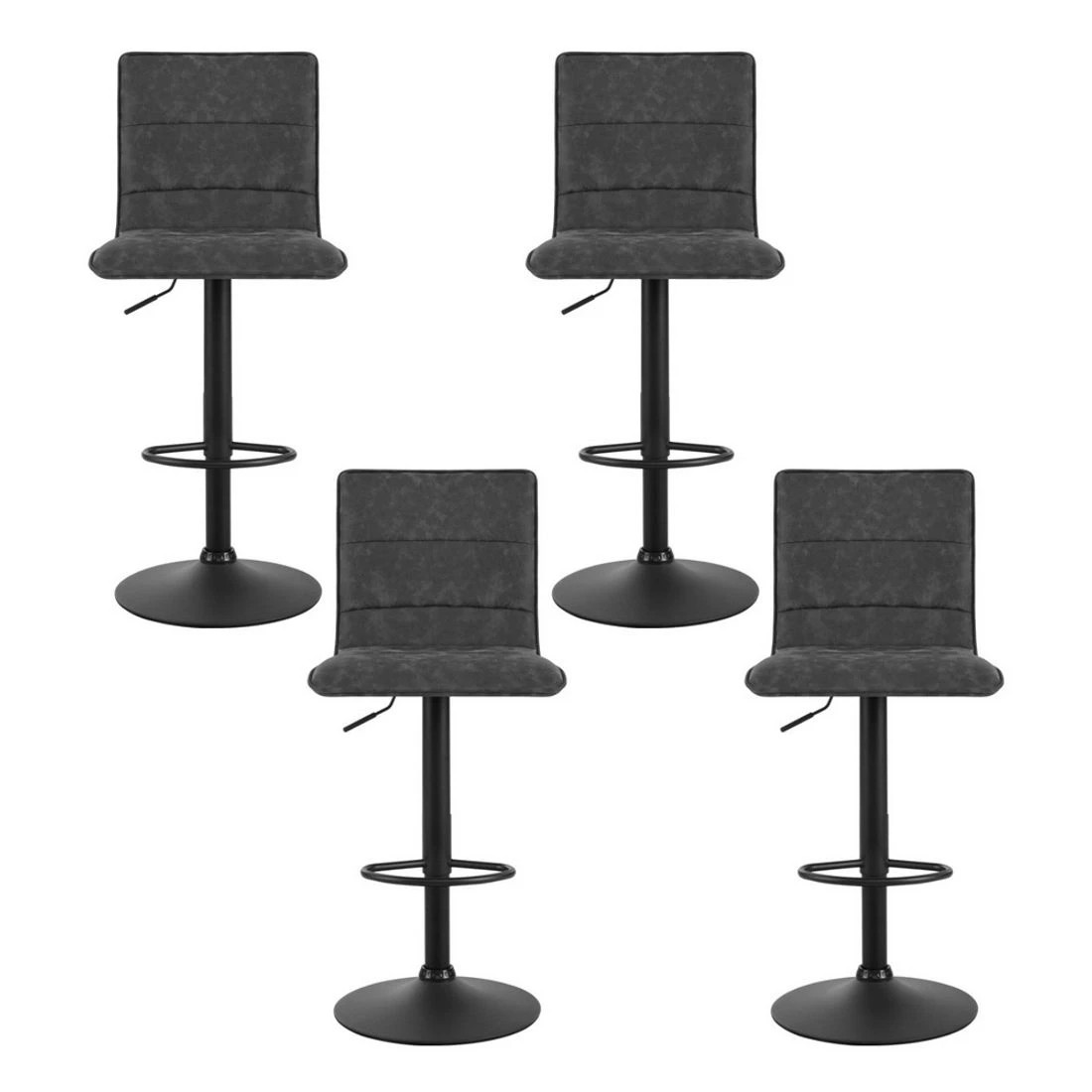 3 Artiss 4x Bar Stools Gas Lift Vintage Leather - Grey, 3 of 6
