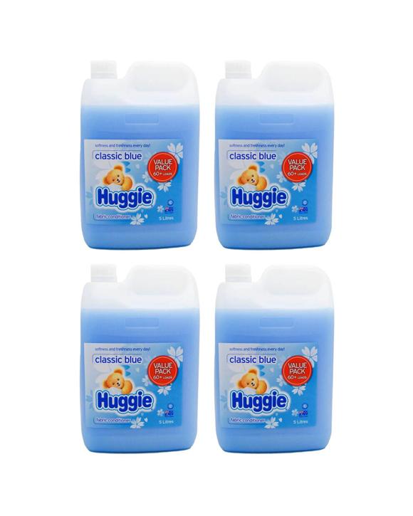 Huggie 4PK Liquid Fabric Conditioner Softener Classic 5L 60+ Loads - Blue