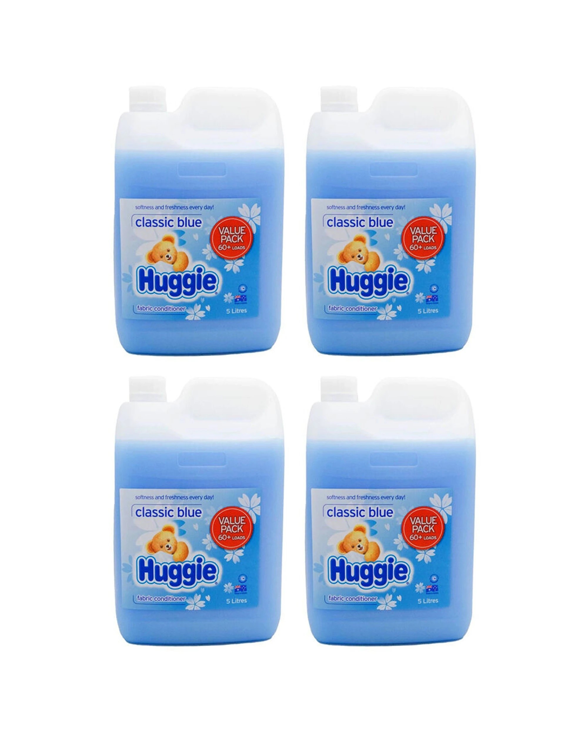 1 Huggie 4PK Liquid Fabric Conditioner Softener Classic 5L 60+ Loads - Blue, 1 of 3