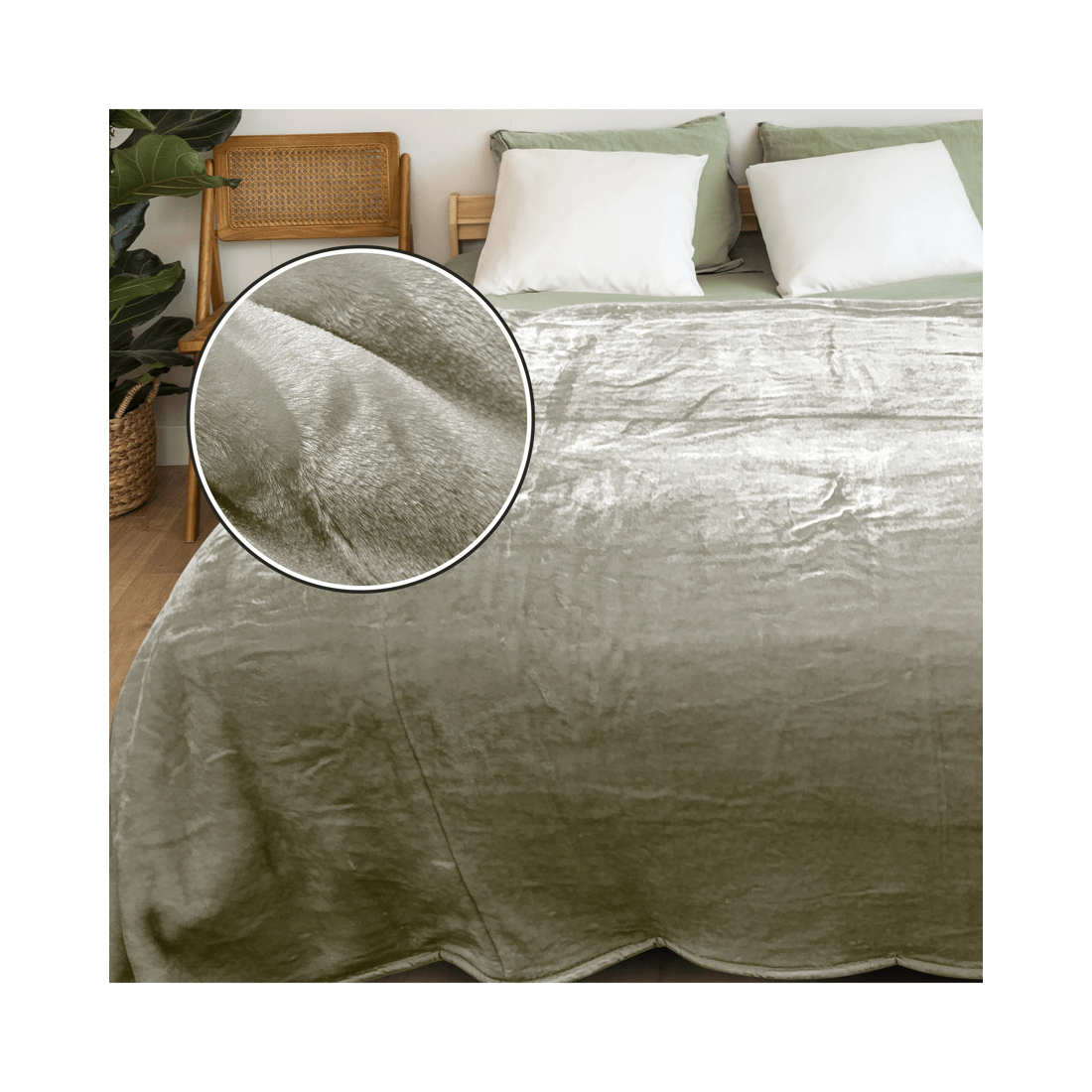 3 Laura Hill 3m X 3m Xl Faux Mink Blanket Double-sided Soft Plush Bed Oversized Throw Rug Olive
 - Super King Bed, 3 of 9