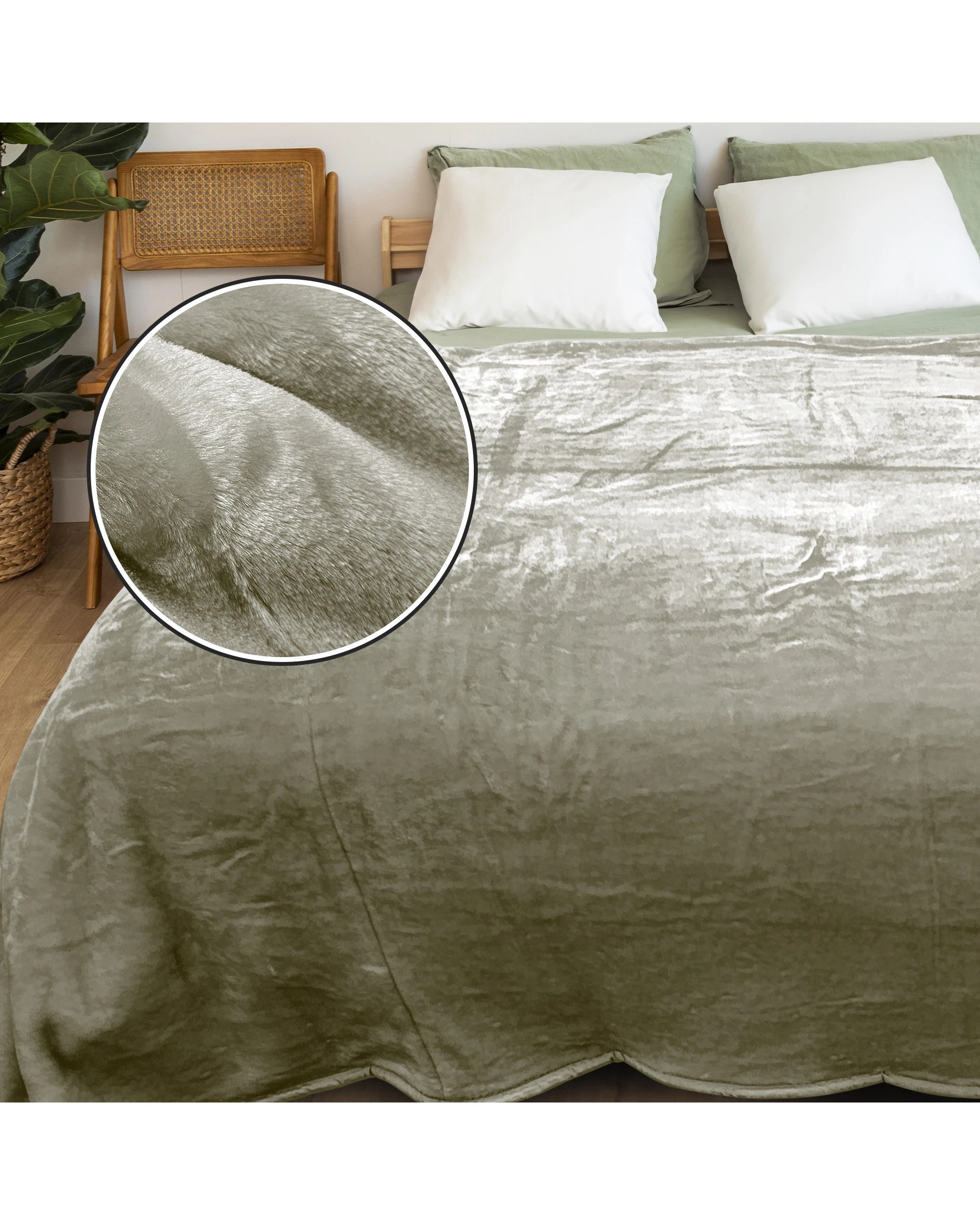 3 Laura Hill 3m X 3m Xl Faux Mink Blanket Double-sided Soft Plush Bed Oversized Throw Rug Olive
 - Super King Bed, 3 of 9