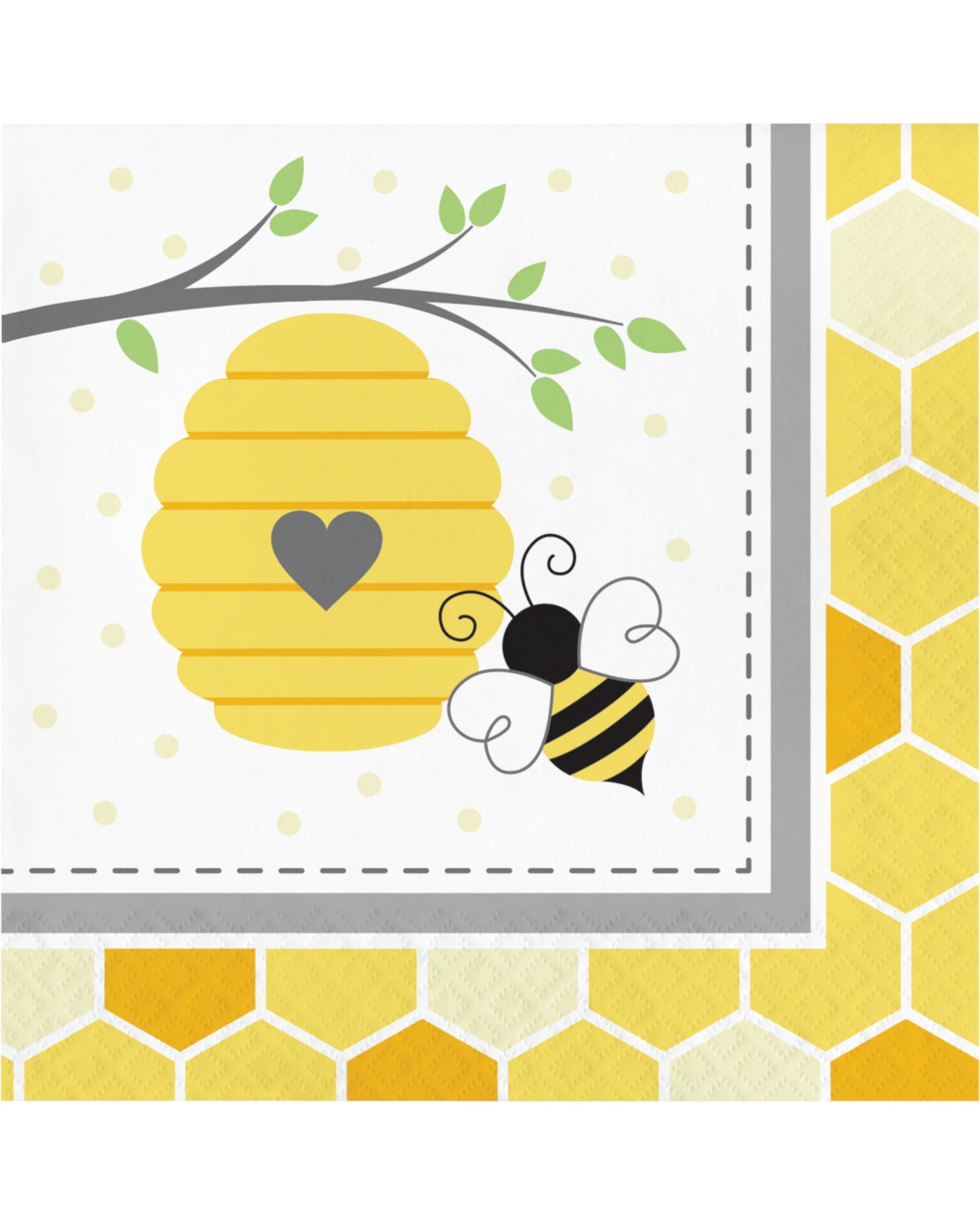 1 Creative Converting Bumblebee Large Napkins Serviettes Pack of 16 - Yellow, 1 of 1