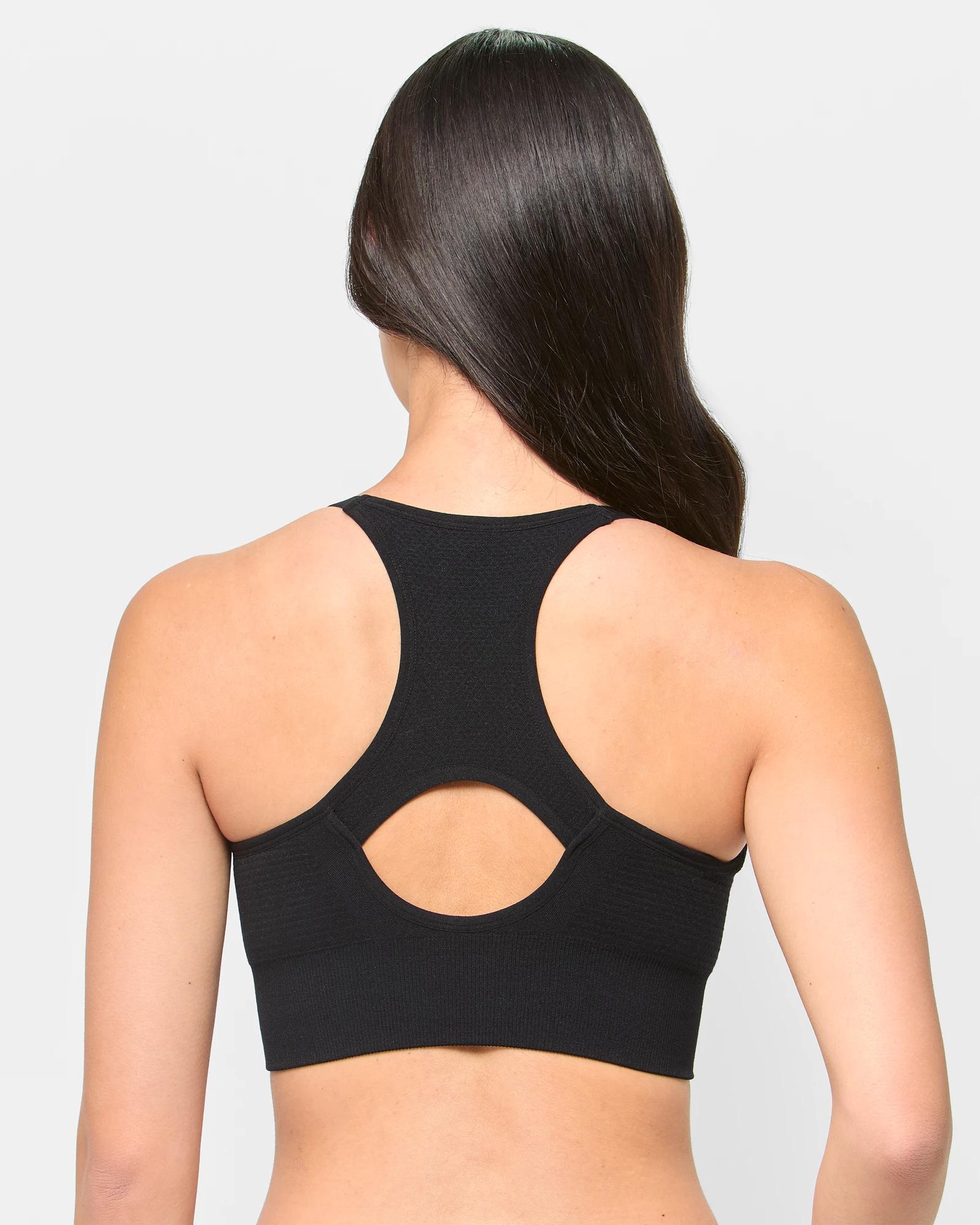3 Target Medium Impact Seamfree Racer Sports Crop Top BLACK, 3 of 3