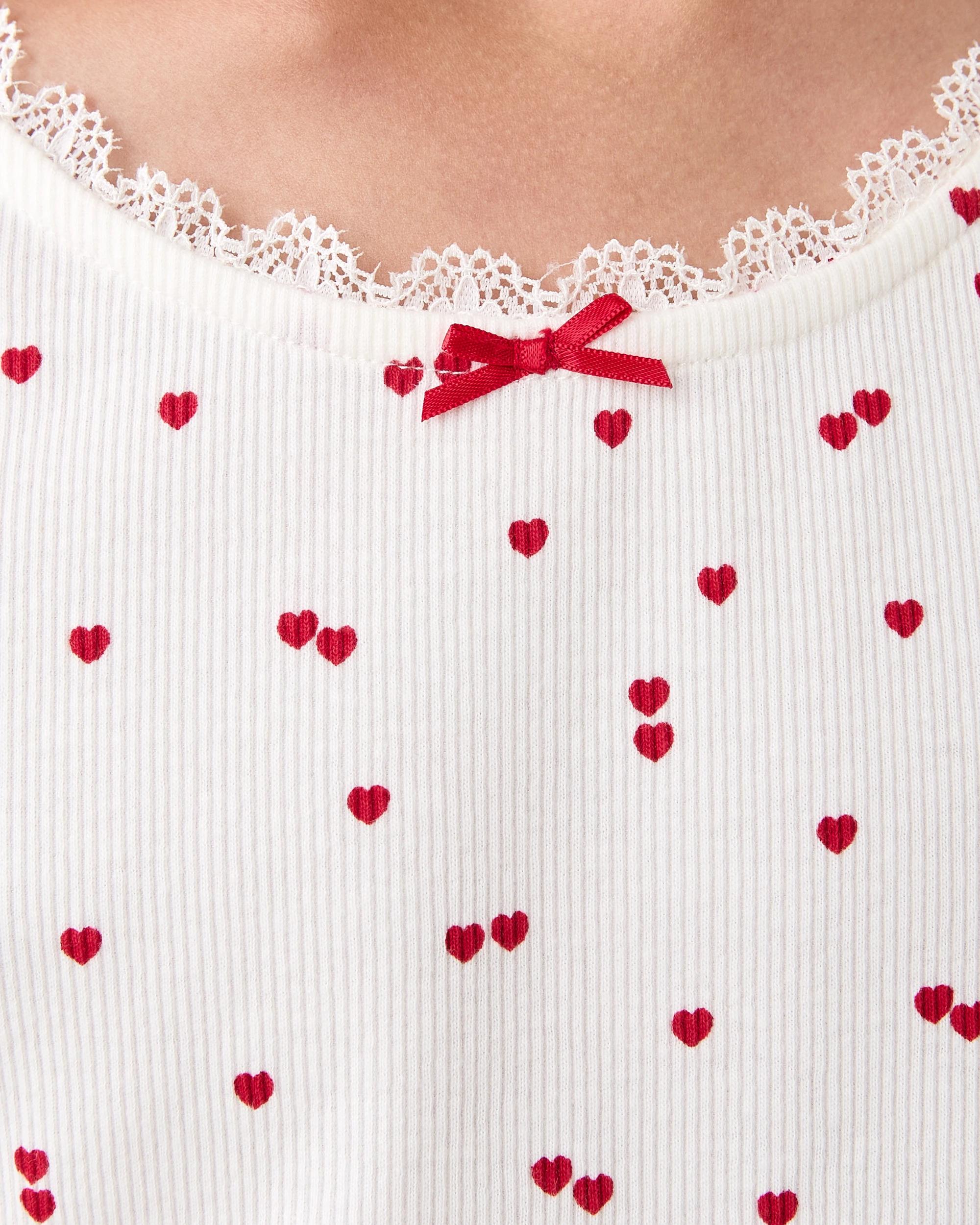 5 Rib Shorts Pyjama Set Wht Hart, 5 of 8