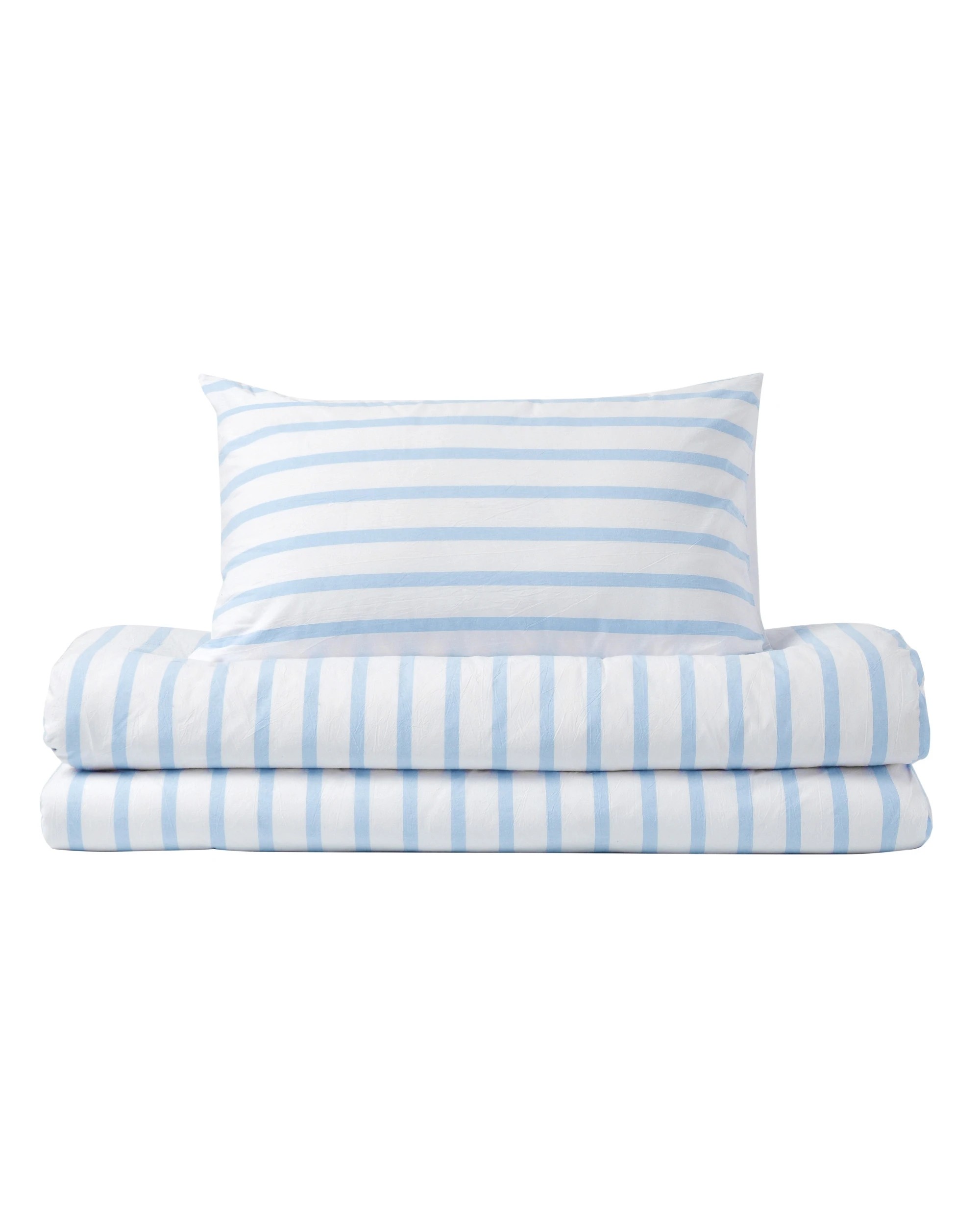 6 Dreamaker Bask Yarn Dyed Washed Cotton Striped Quilt Cover Set - Single Bed - Sky, 6 of 7