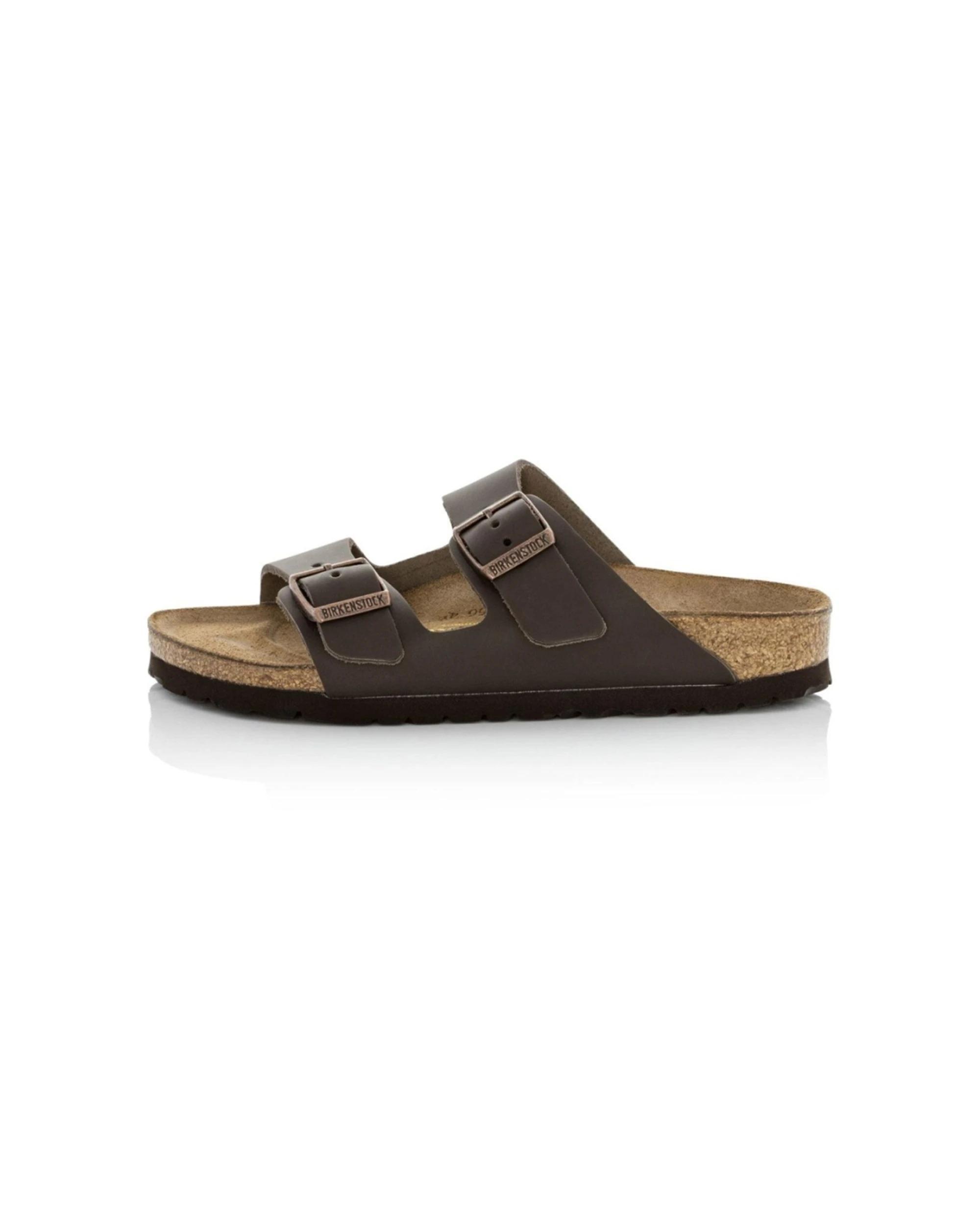 3 Birkenstock Arizona Natural Leather Sandals Narrow Width DARK BROWN, 3 of 3