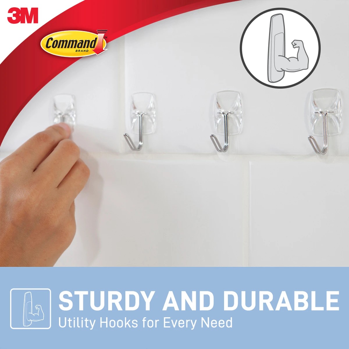 2 3M Command Hooks and Strips- Clear, Set of 3, 2 of 6