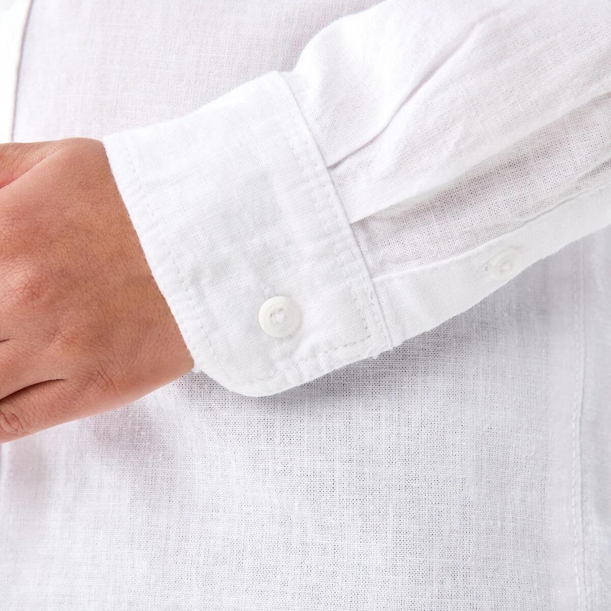 7 Long Sleeve Linen Shirt WHITE, 7 of 9