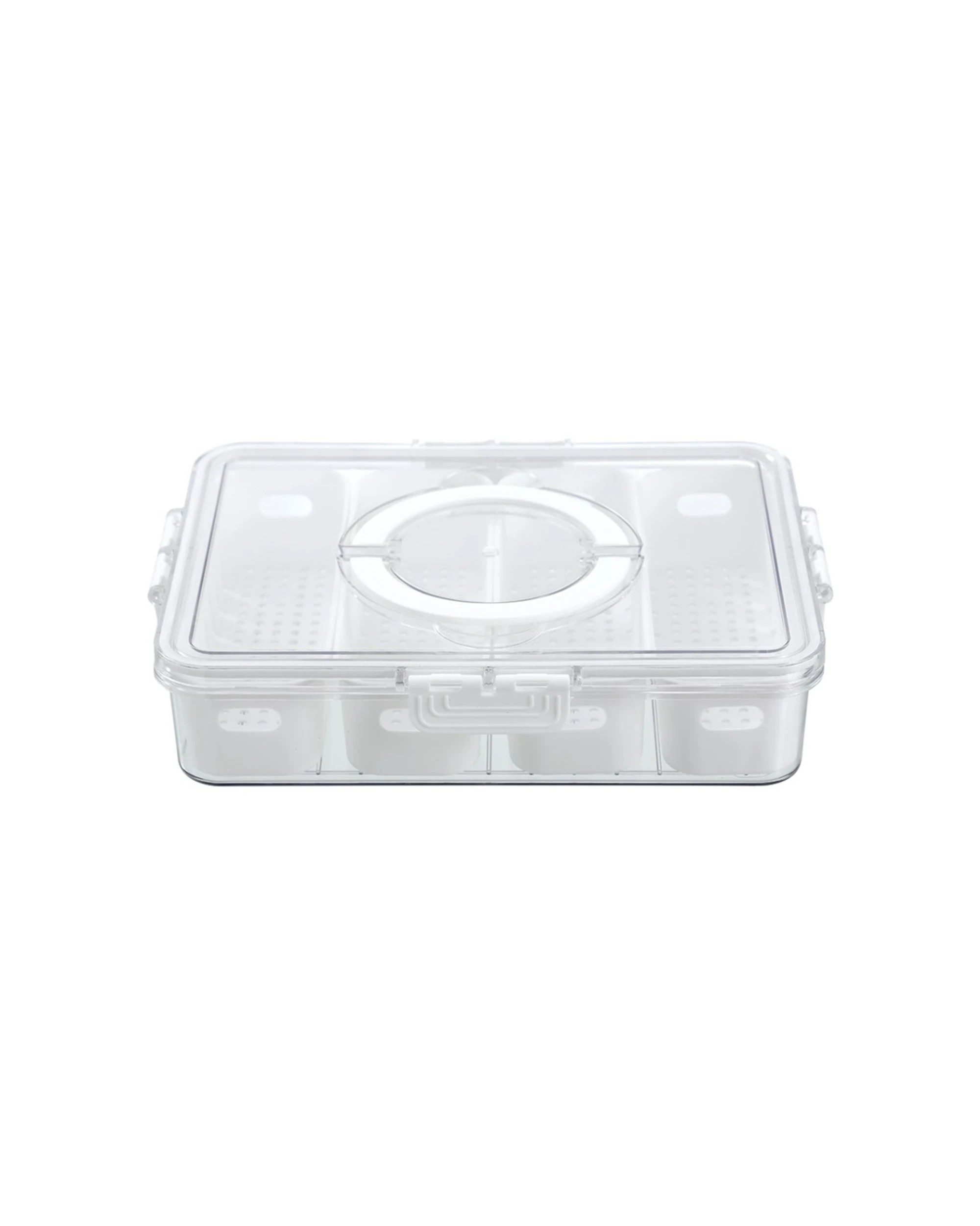 3 Lemon & Lime Snackal 8 Section Snack Food Container 31x24x6.5cm - Clear, 3 of 6